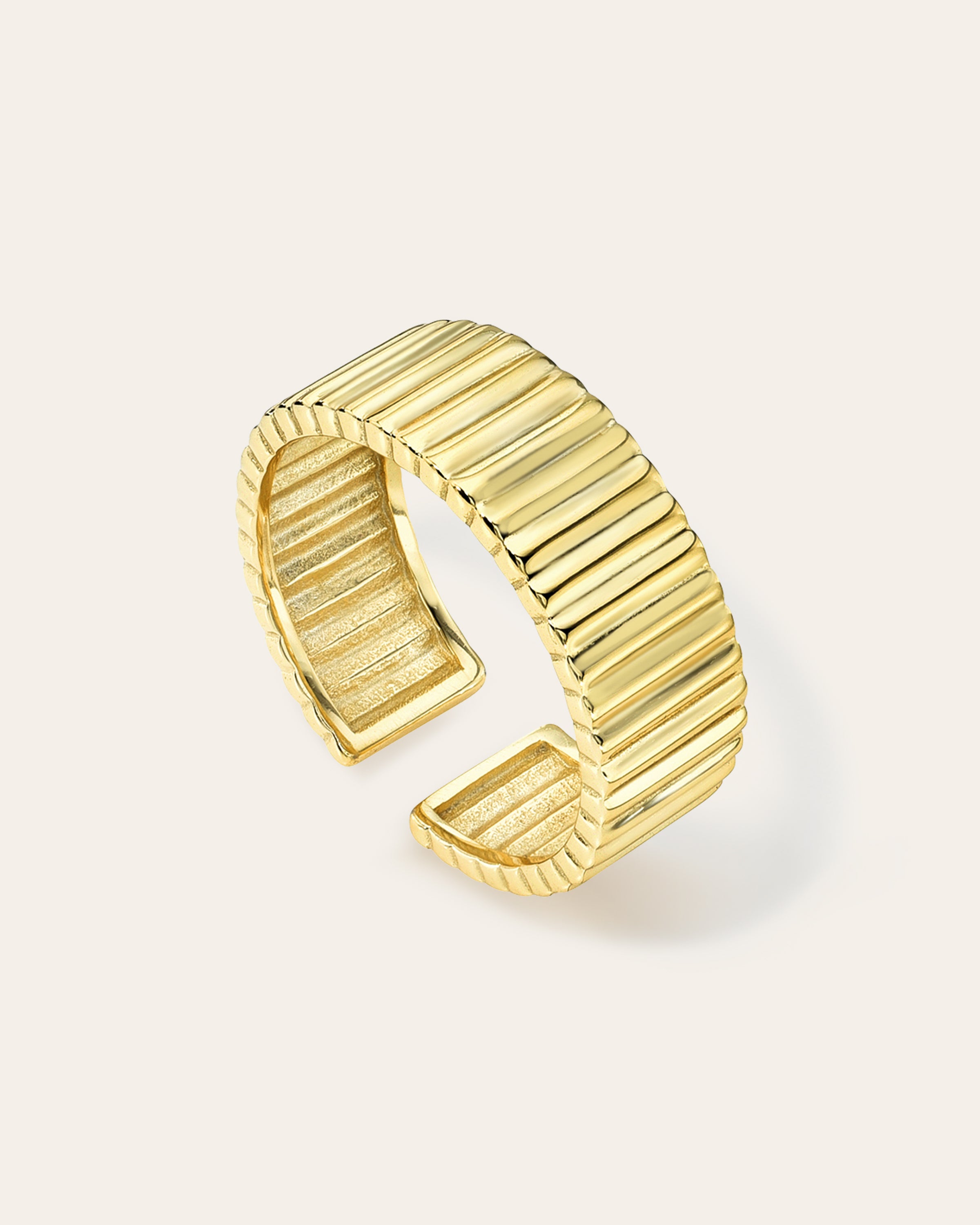 Large Ribbed Ring Vermeil Zoe Lev Jewelry