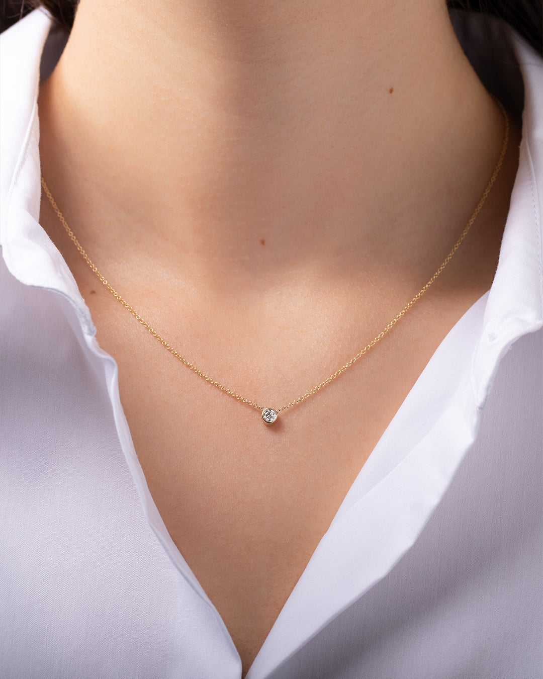 Large Bezel Diamond Necklace Zoe Lev Jewelry