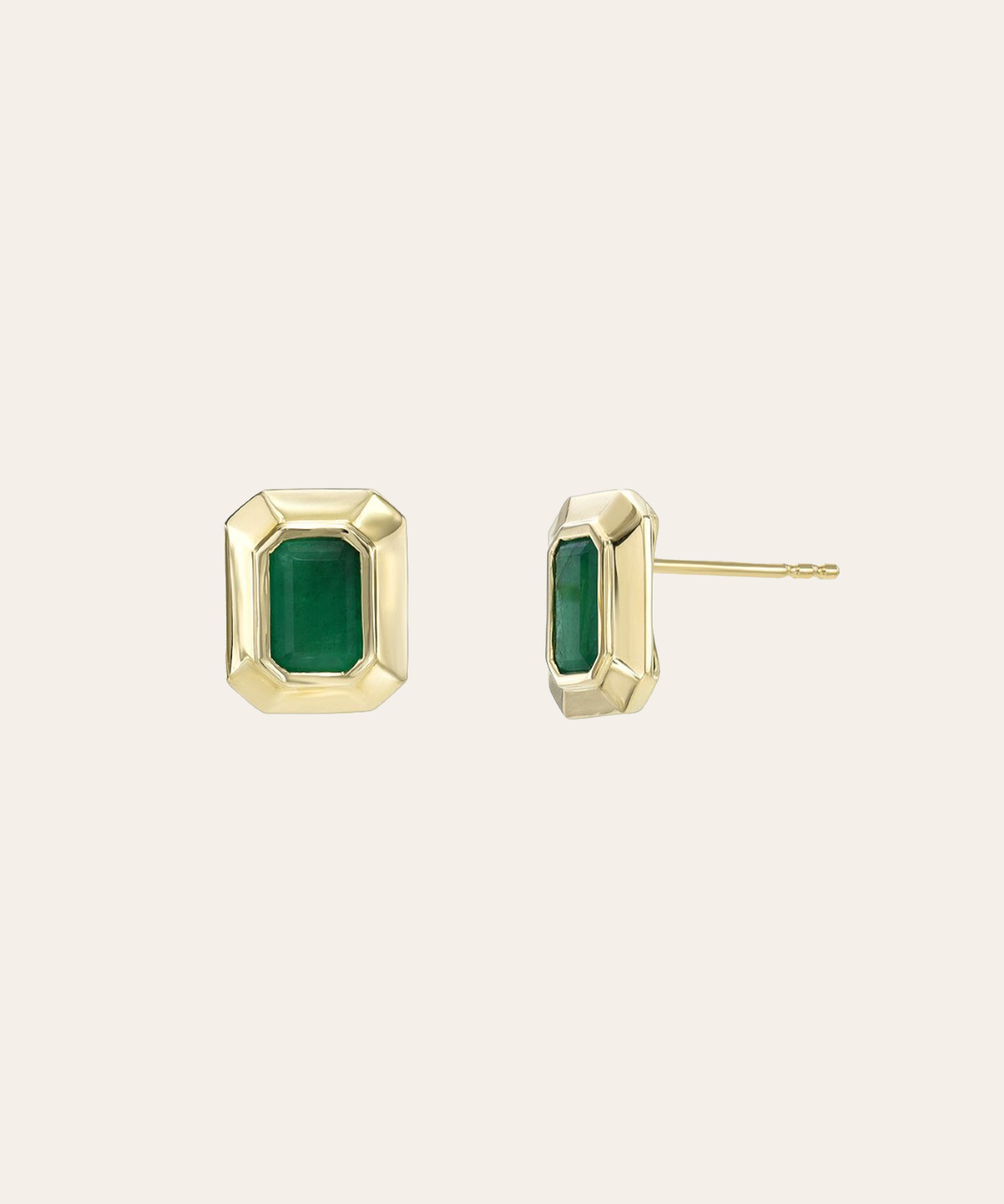Large Emerald Cut Emerald Stud Earrings SAMPLE SALE Zoe Lev Jewelry
