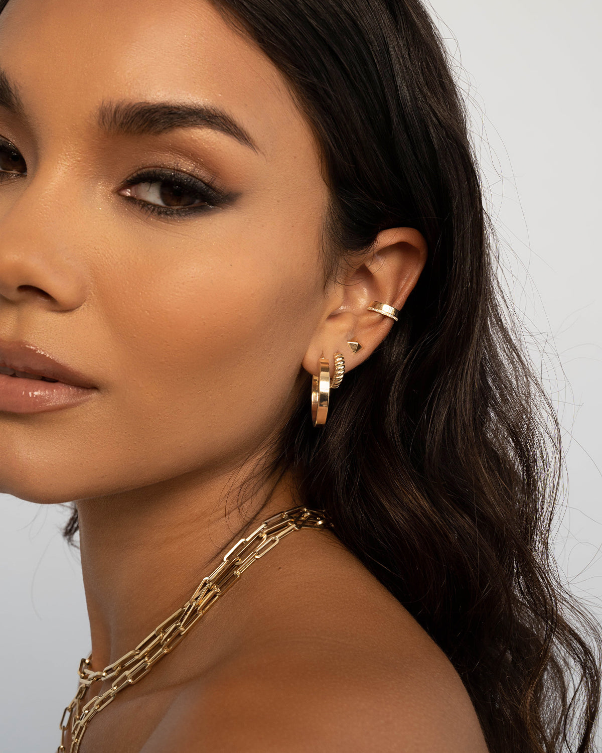 14k Gold Large Flat Hoop Earrings Hoops & Huggies Zoe Lev Jewelry