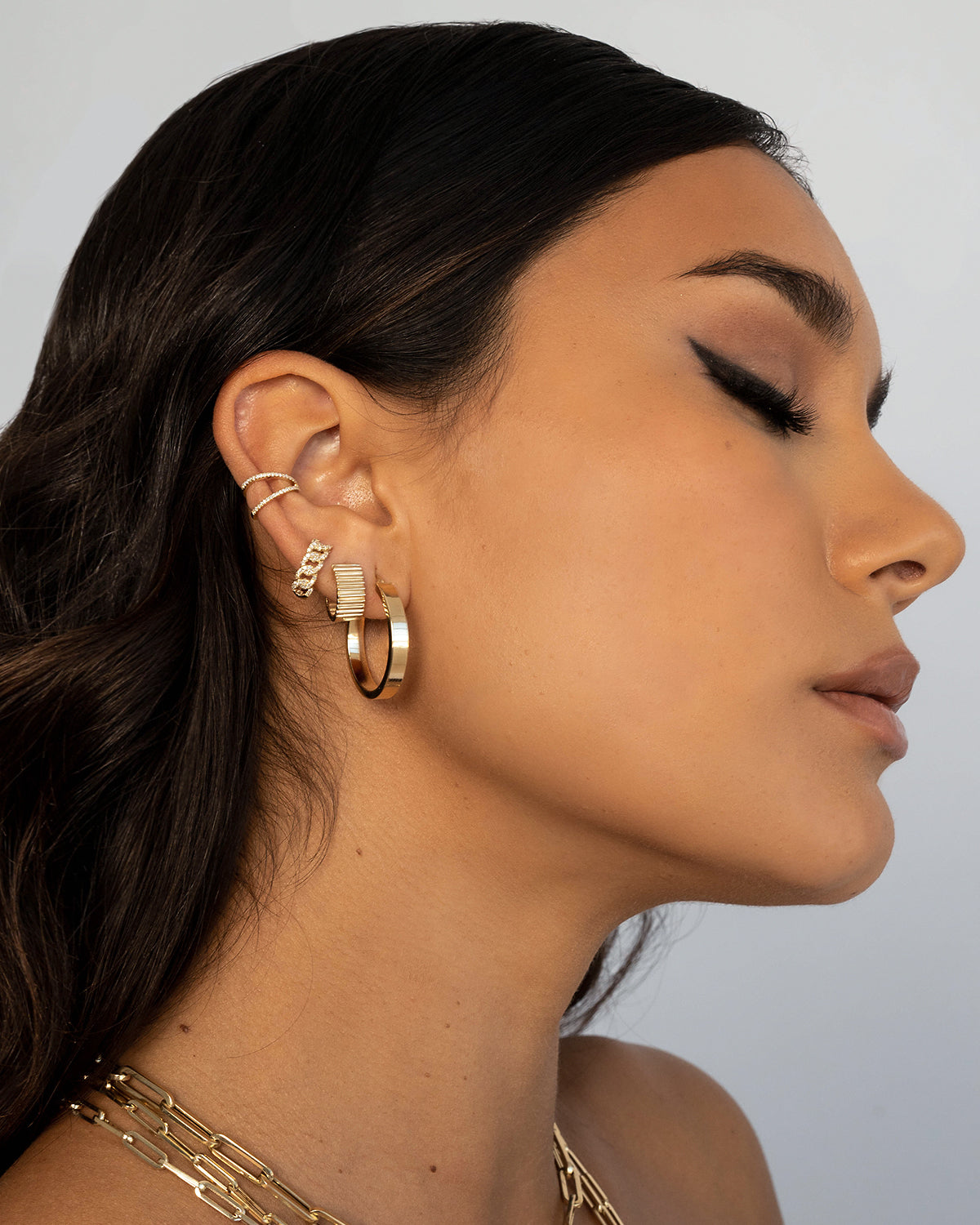 Diamond Cuban Link Huggie Earrings