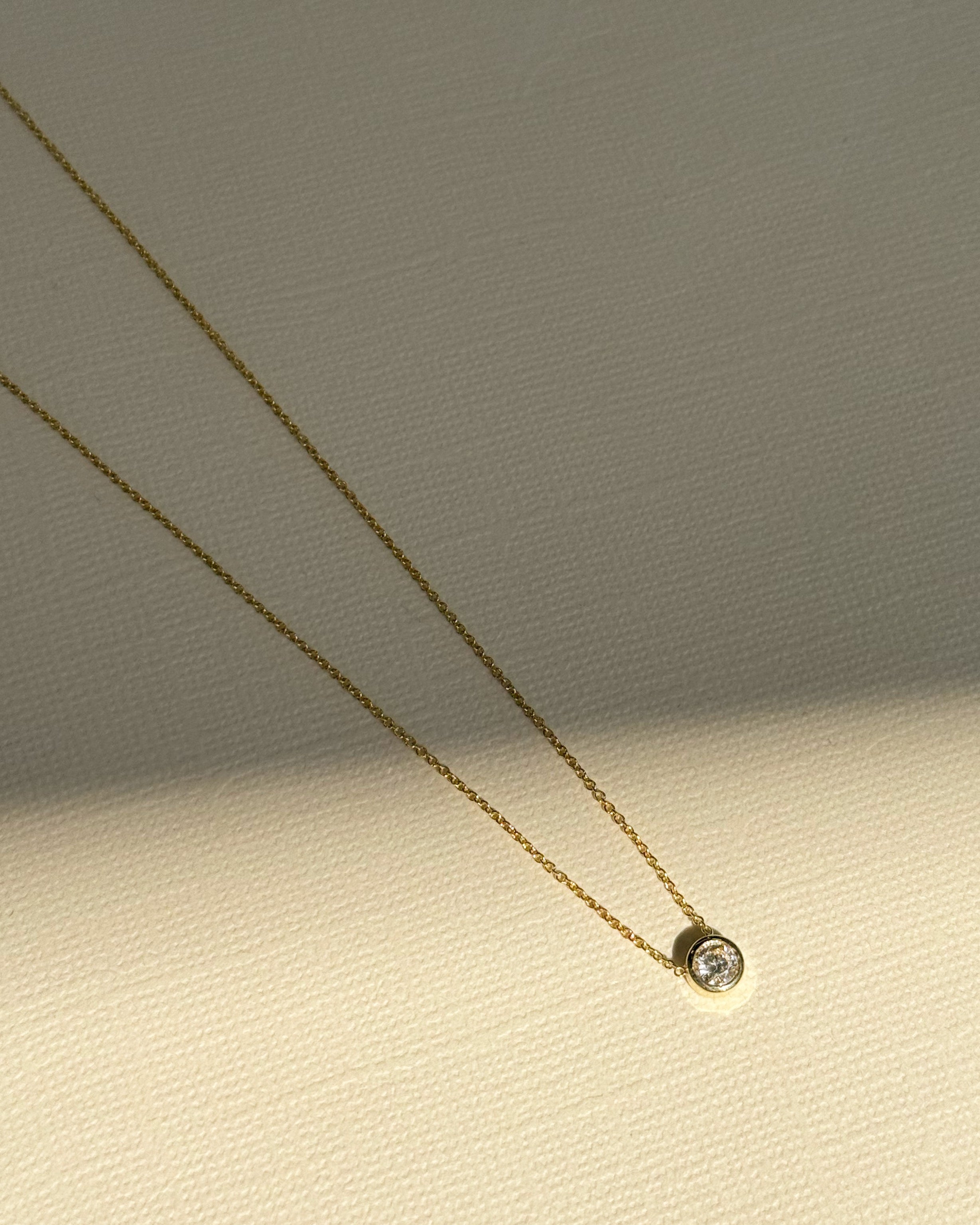 Large Lab Diamond Bezel Necklace - 16"-18" SAMPLE SALE Zoe Lev Jewelry