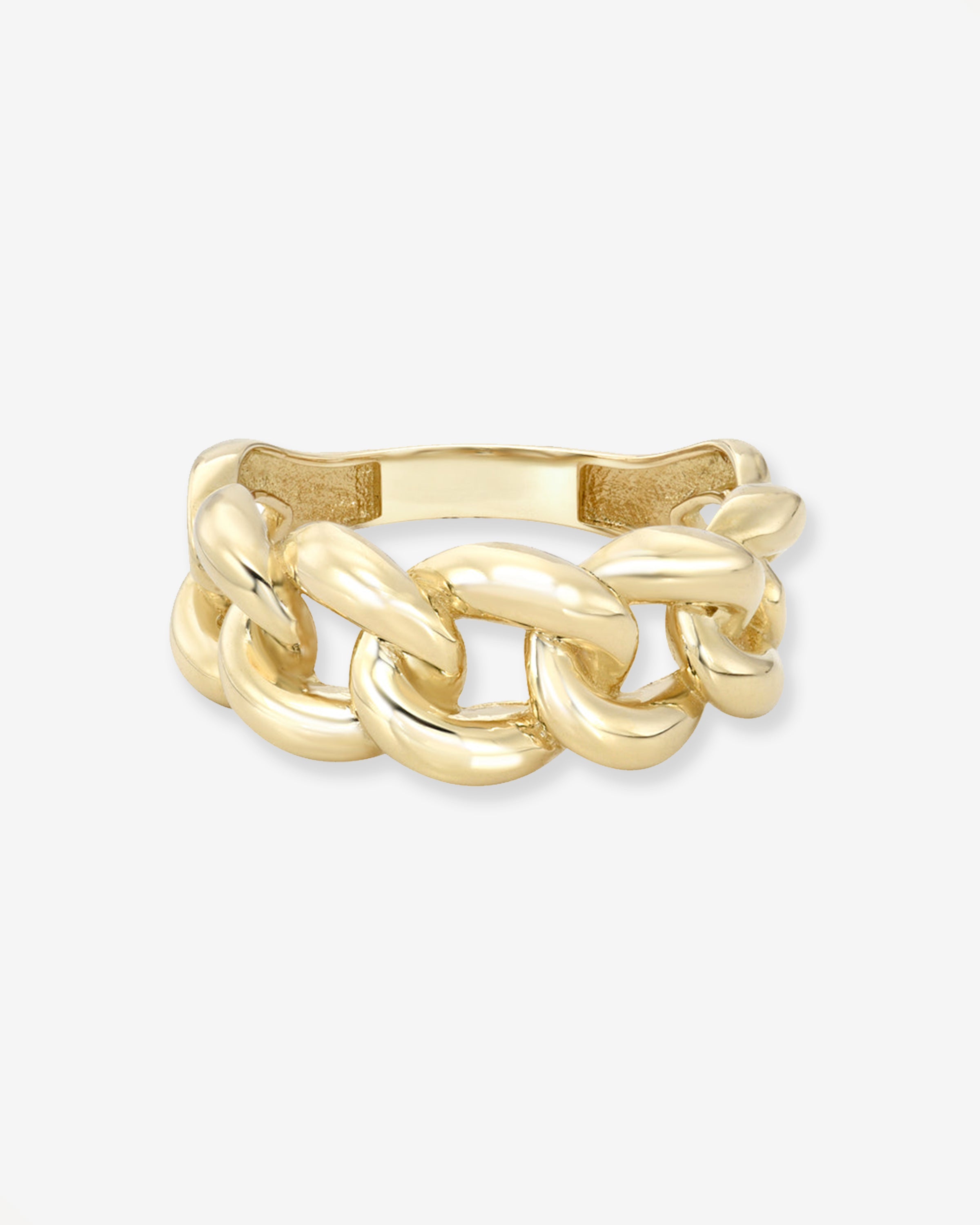 14k Gold Large Miami Cuban Link Ring Chains Zoe Lev Jewelry