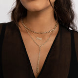 14k Gold Large Paper Clip Lariat Necklace Chains Zoe Lev Jewelry