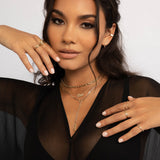 14k Gold Large Paper Clip Lariat Necklace Chains Zoe Lev Jewelry