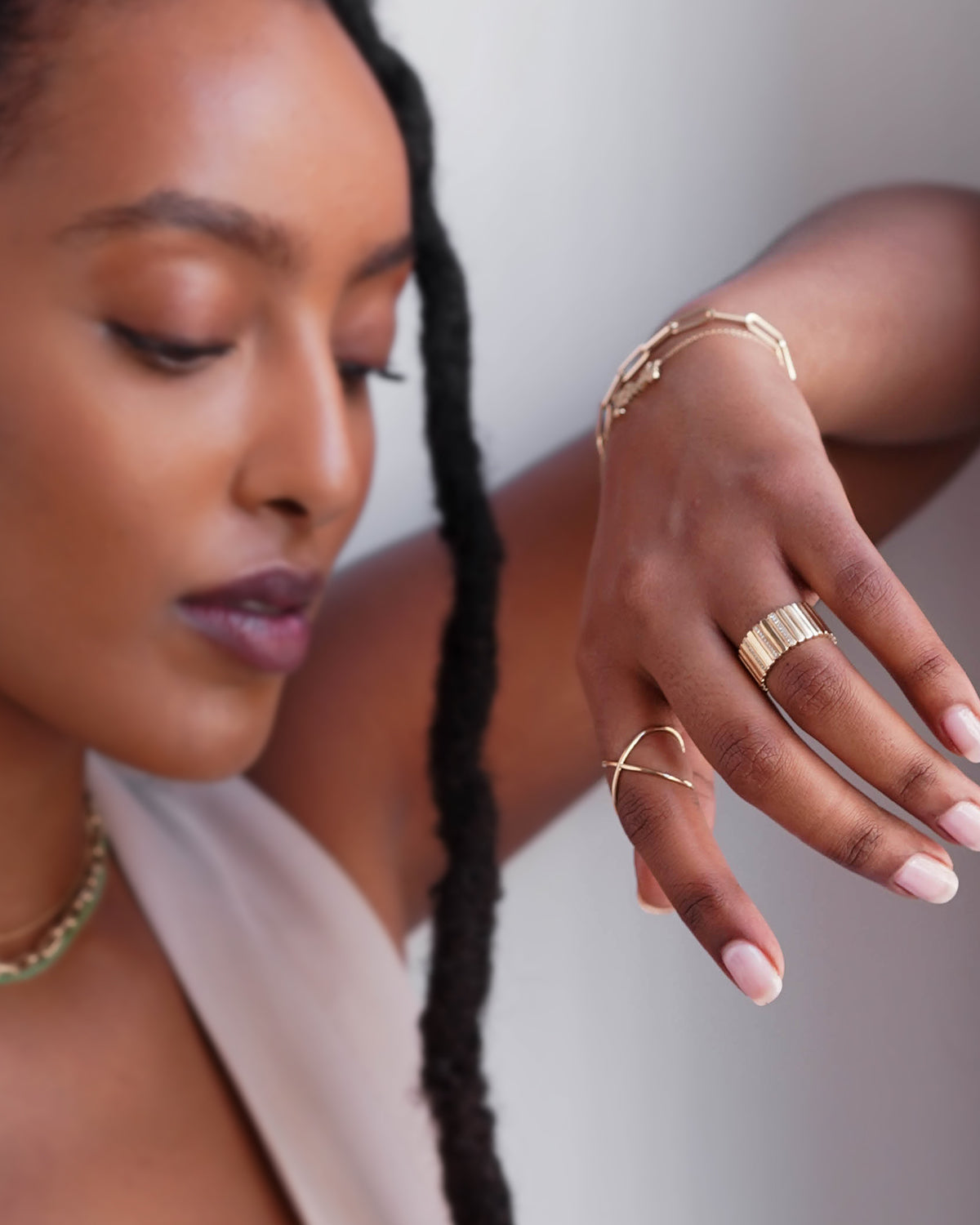 14k Gold Large X Ring Zoe Lev Jewelry