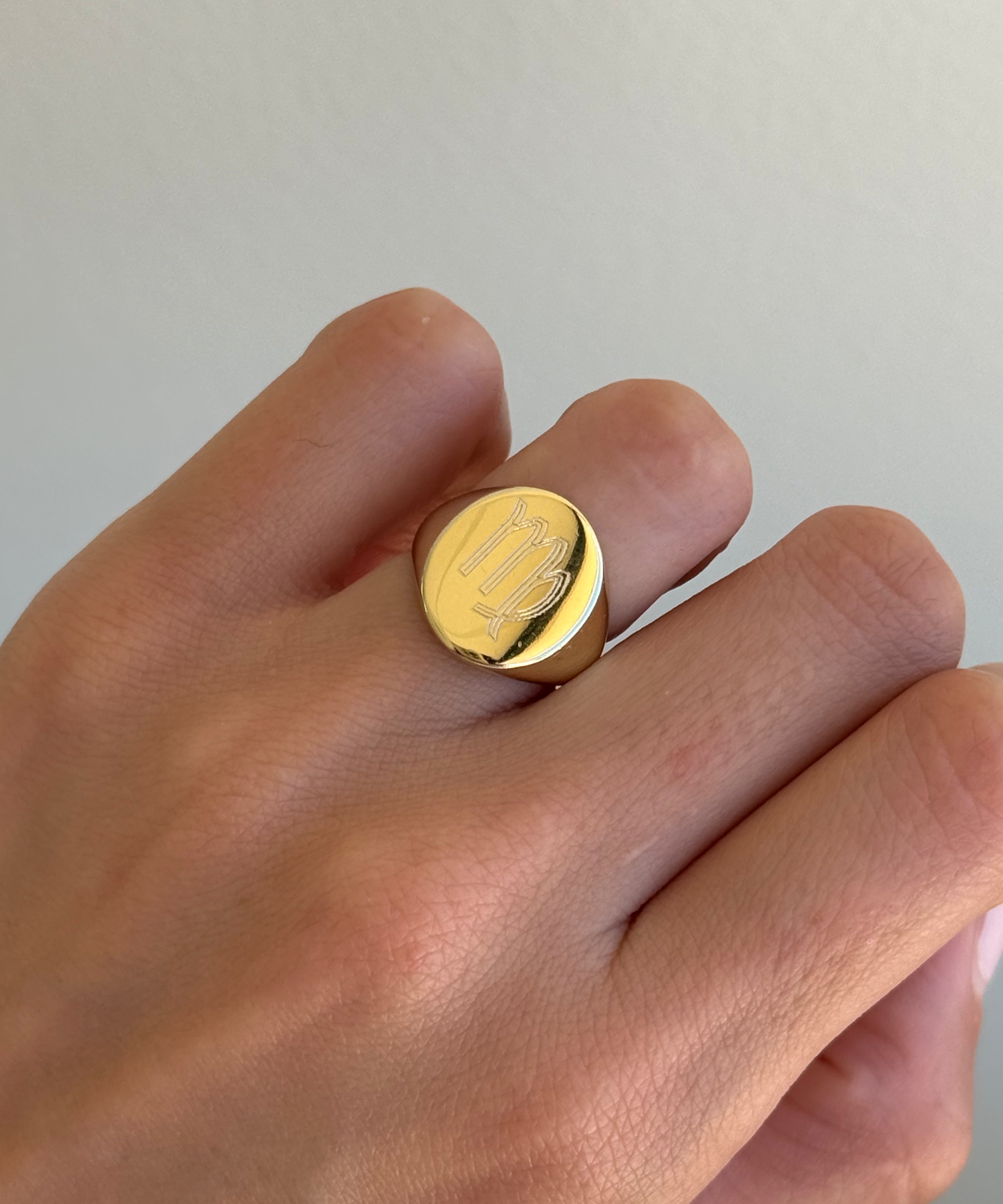 Large Zodiac Signet Ring - Size 4 Virgo SAMPLE SALE Zoe Lev Jewelry