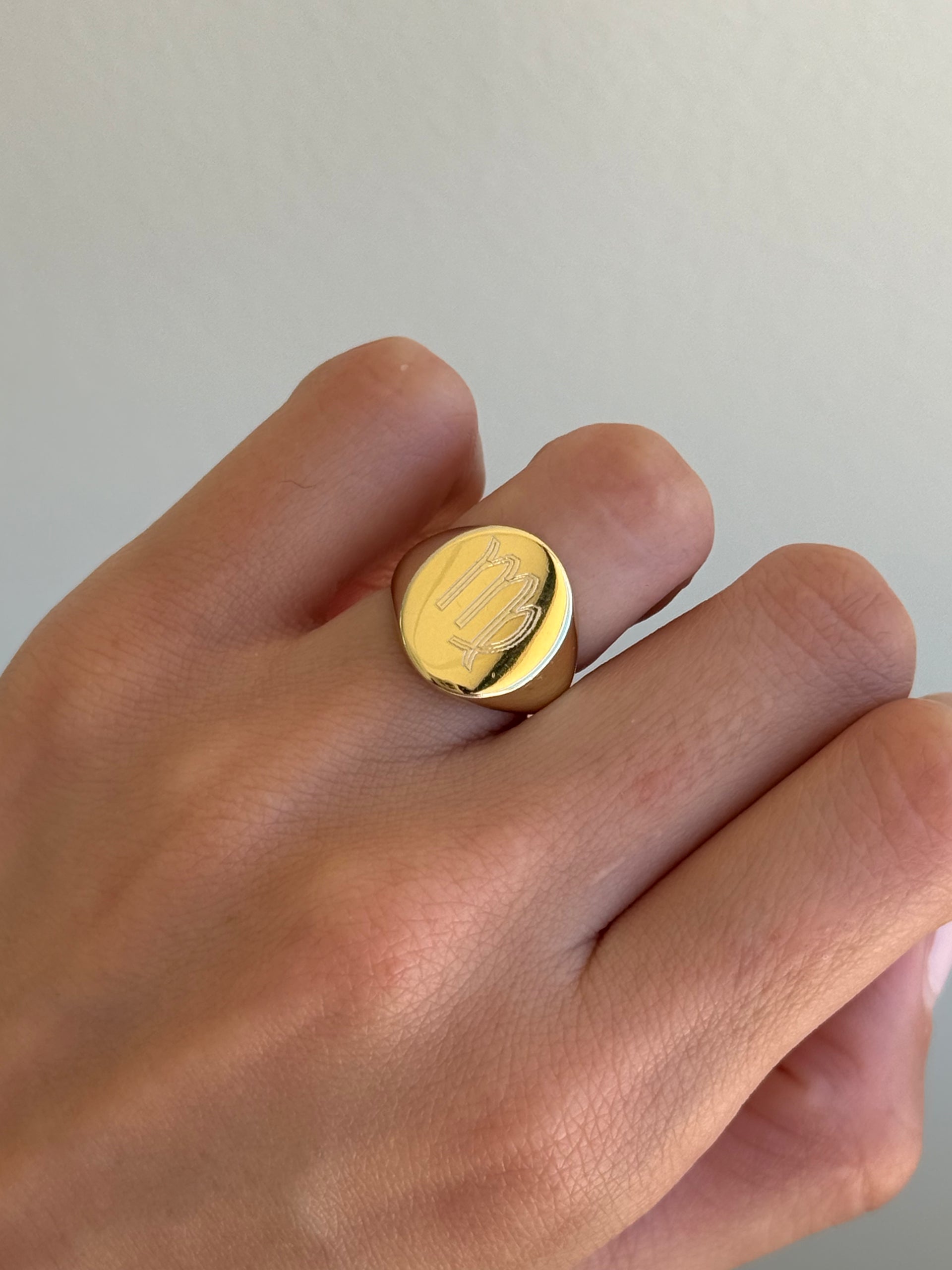 Large Zodiac Signet Ring - Size 4 Virgo