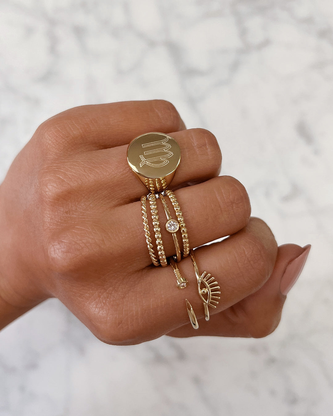 Large Zodiac Signet Ring Personalized Zoe Lev Jewelry