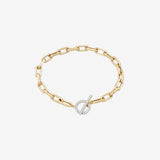 14k Gold Large Open Link Chain Bracelet with Diamond Toggle Chains Zoe Lev Jewelry