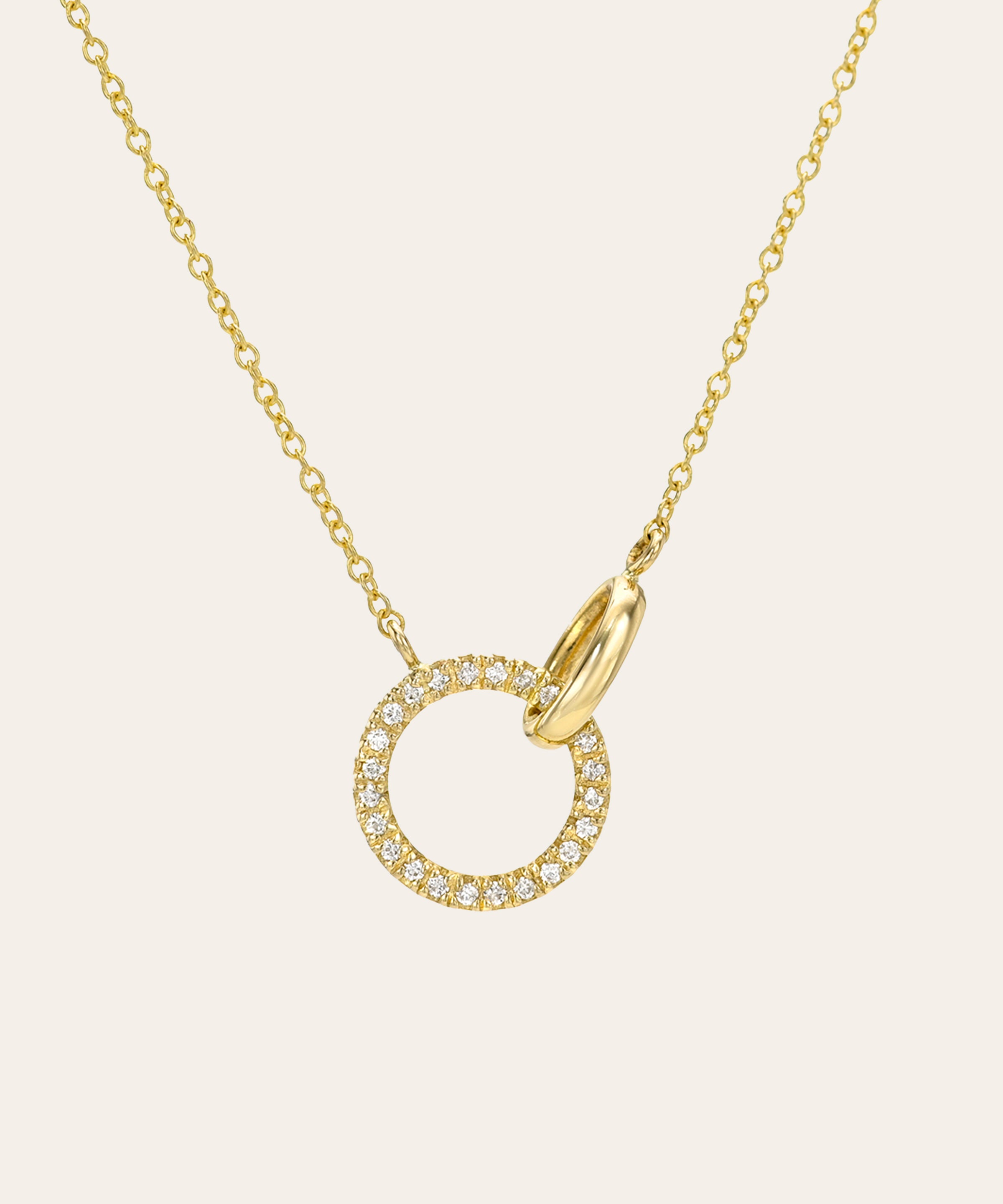 Linked Diamond Circle Necklace Zoe Lev Jewelry