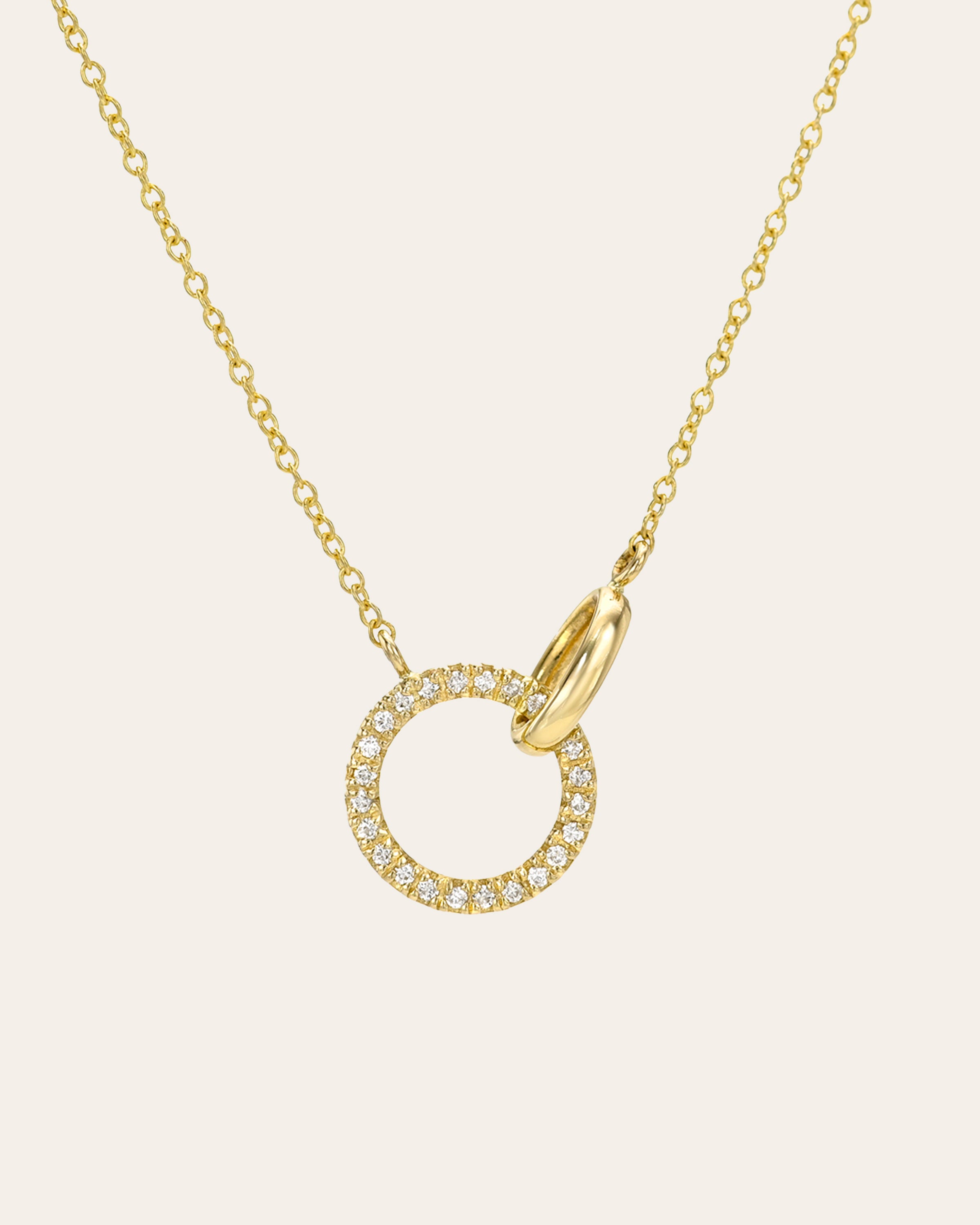 Linked Diamond Circle Necklace Zoe Lev Jewelry