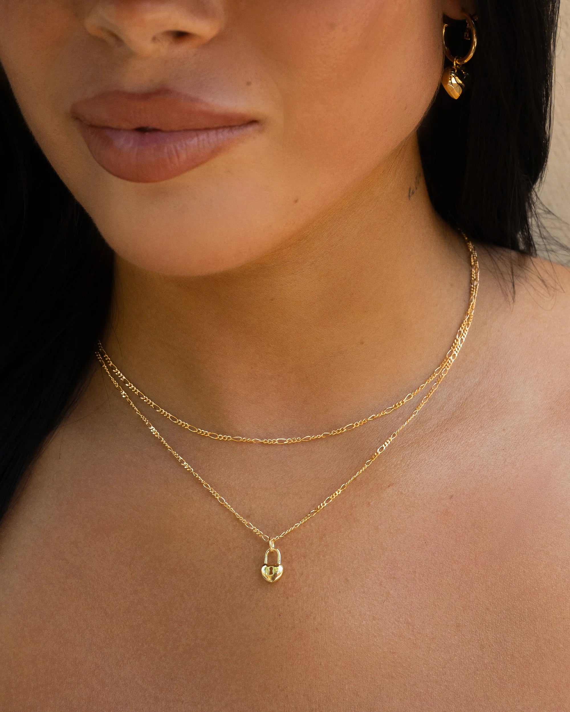 Heart Lock Figaro Necklace Vermeil Zoe Lev Jewelry