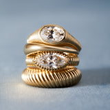 14k Gold Fluted Signet Ring Ring Zoe Lev Jewelry