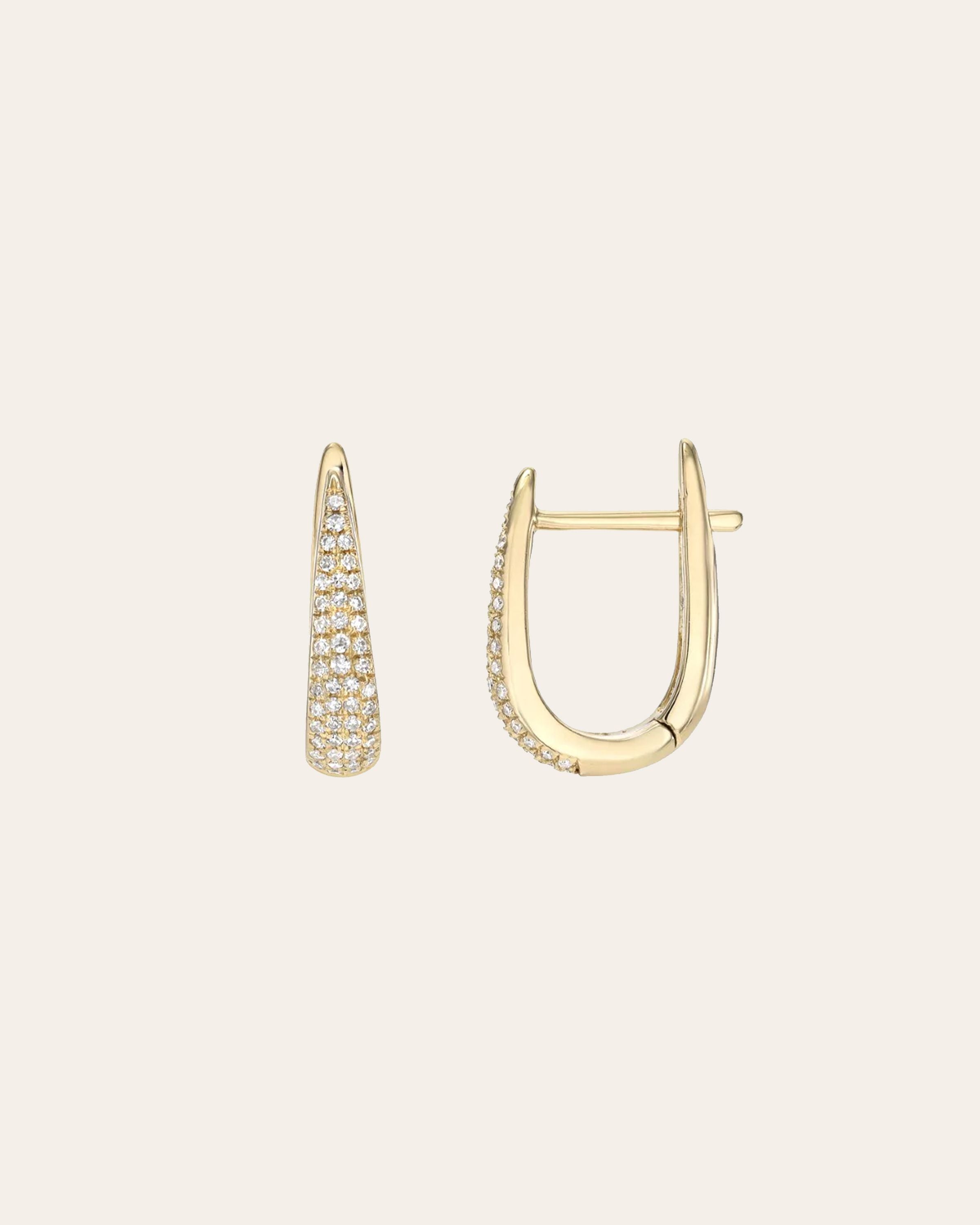 Diamond Pave Dome Claw Huggie Earrings Hoops & Huggies Zoe Lev Jewelry