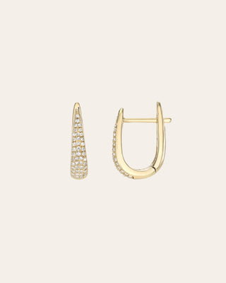 Diamond Pave Dome Claw Huggie Earrings