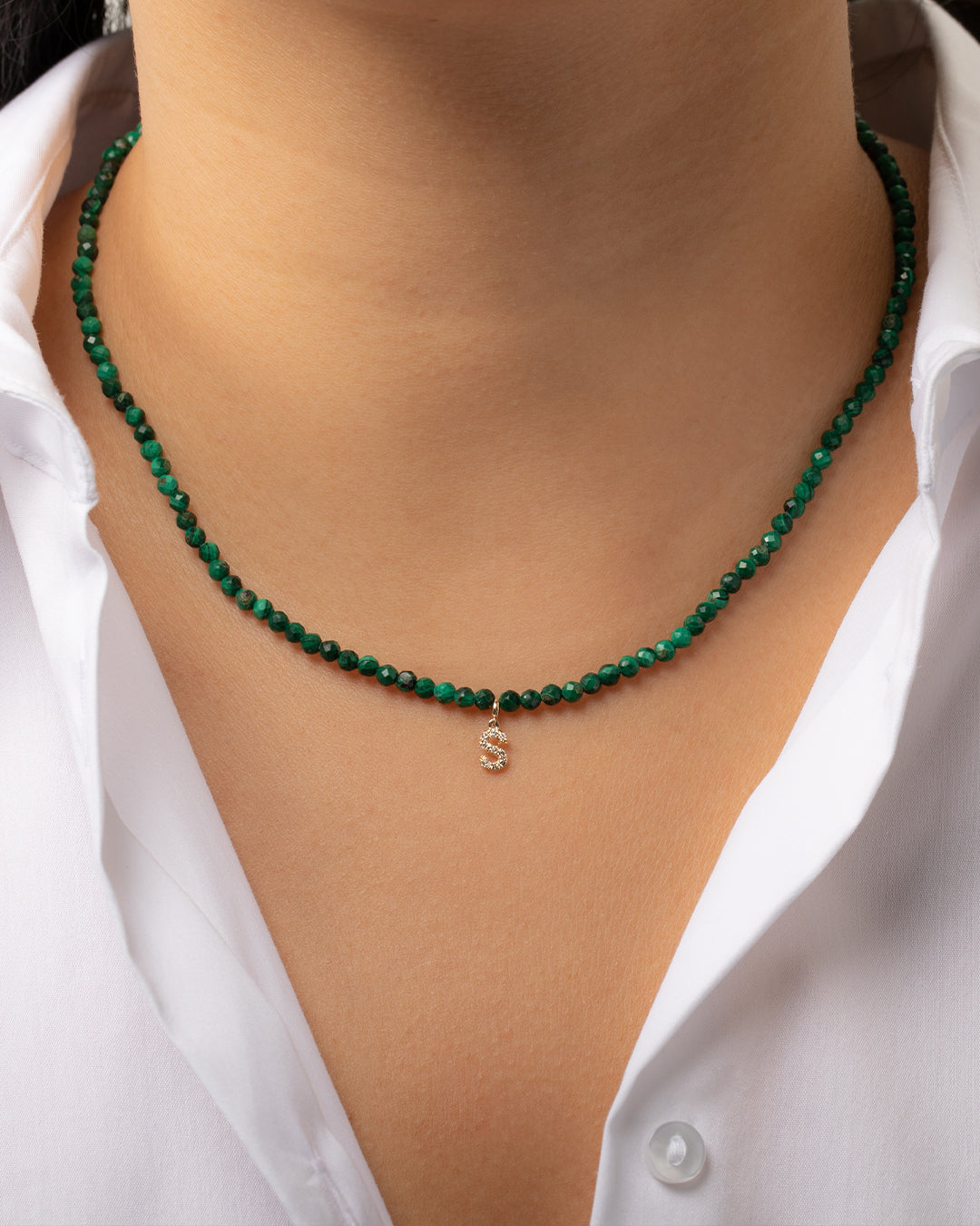Malachite Bead Necklace Personalized Zoe Lev Jewelry