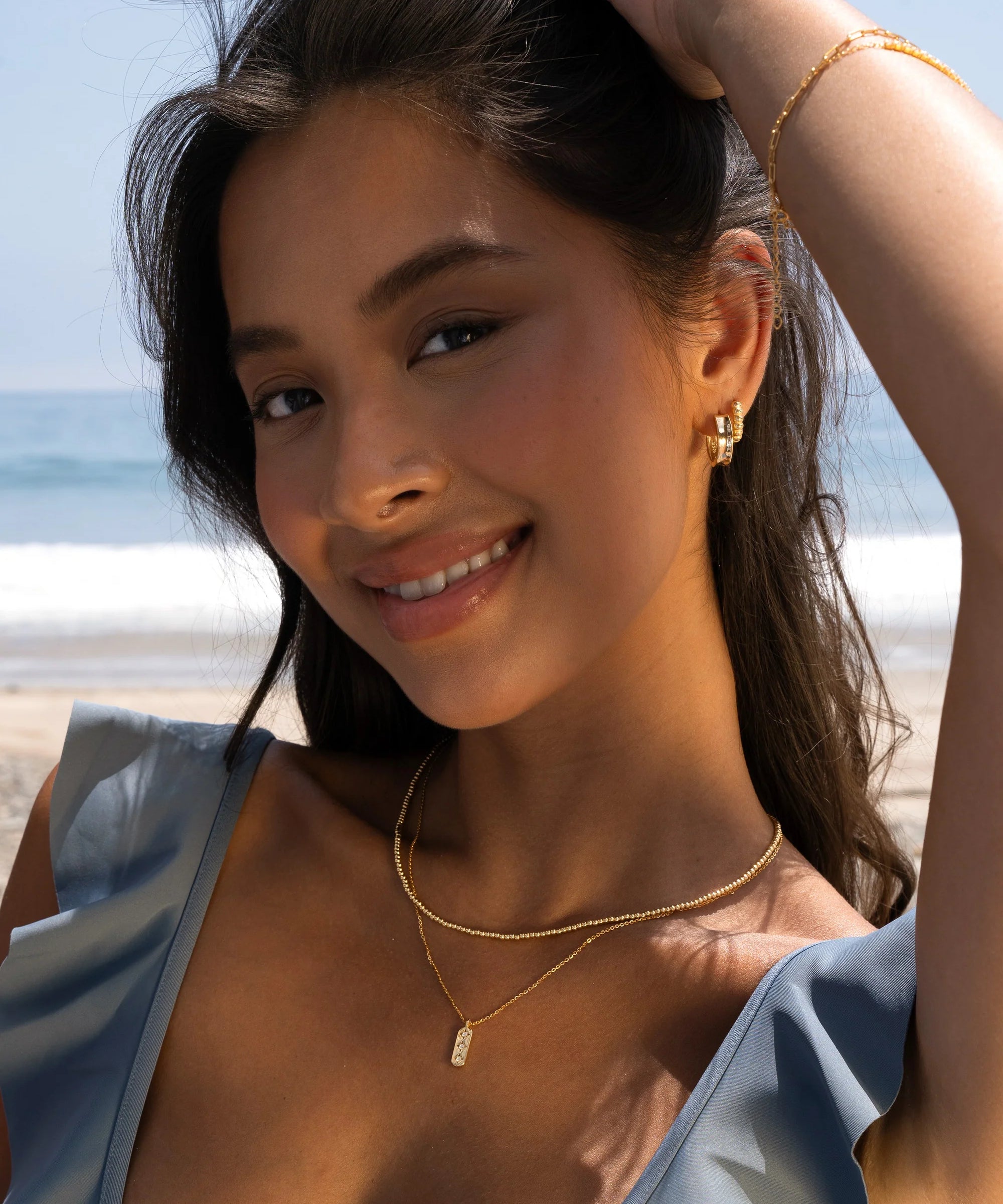 Thick Beaded Huggie Earrings Vermeil Zoe Lev Jewelry