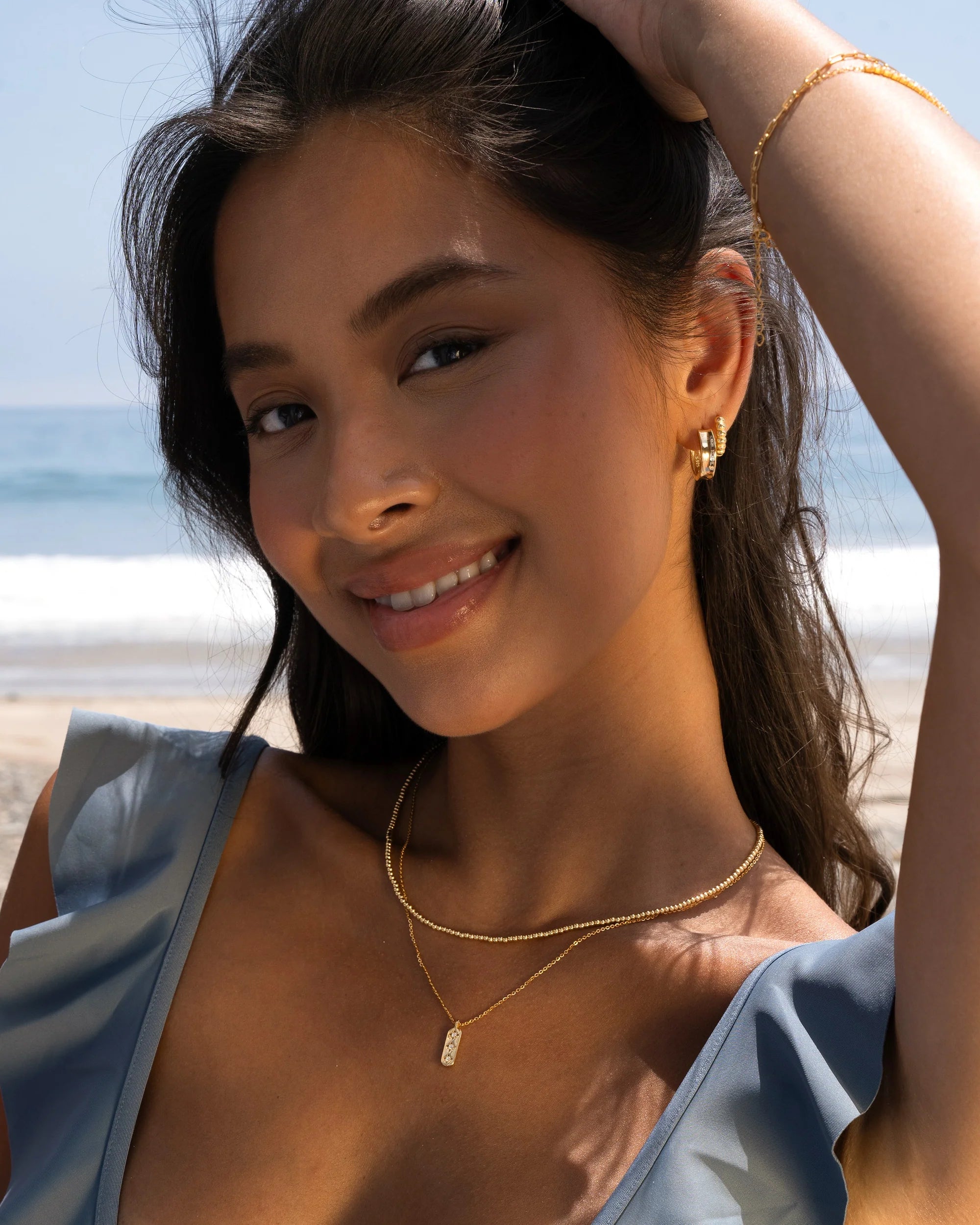 Thick Beaded Huggie Earrings Vermeil Zoe Lev Jewelry