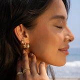 Thick Beaded Huggie Earrings Vermeil Zoe Lev Jewelry