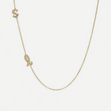 Mini Diamond Asymmetrical Script Initial Necklace Personalized Zoe Lev Jewelry