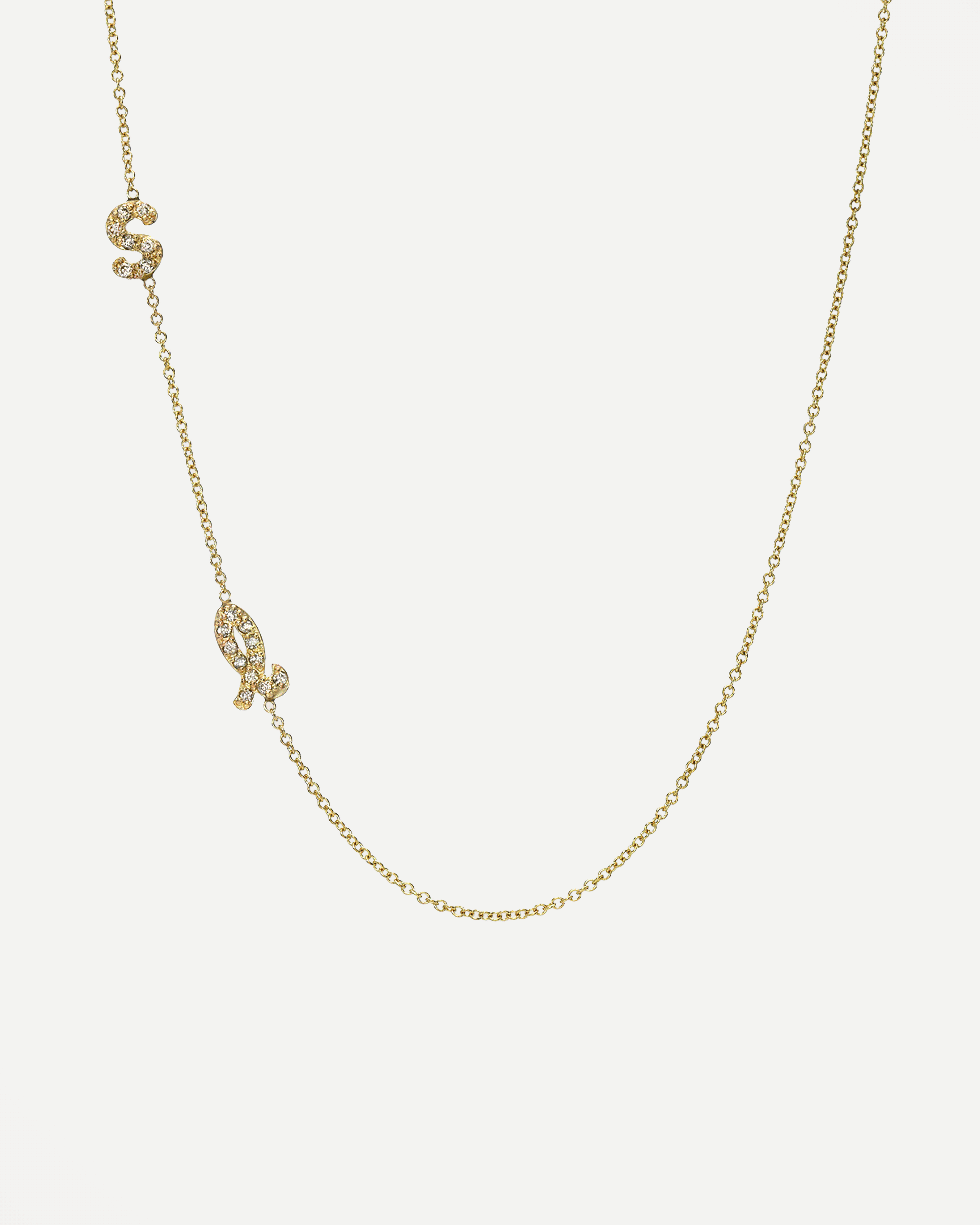 Mini Diamond Asymmetrical Script Initial Necklace Personalized Zoe Lev Jewelry