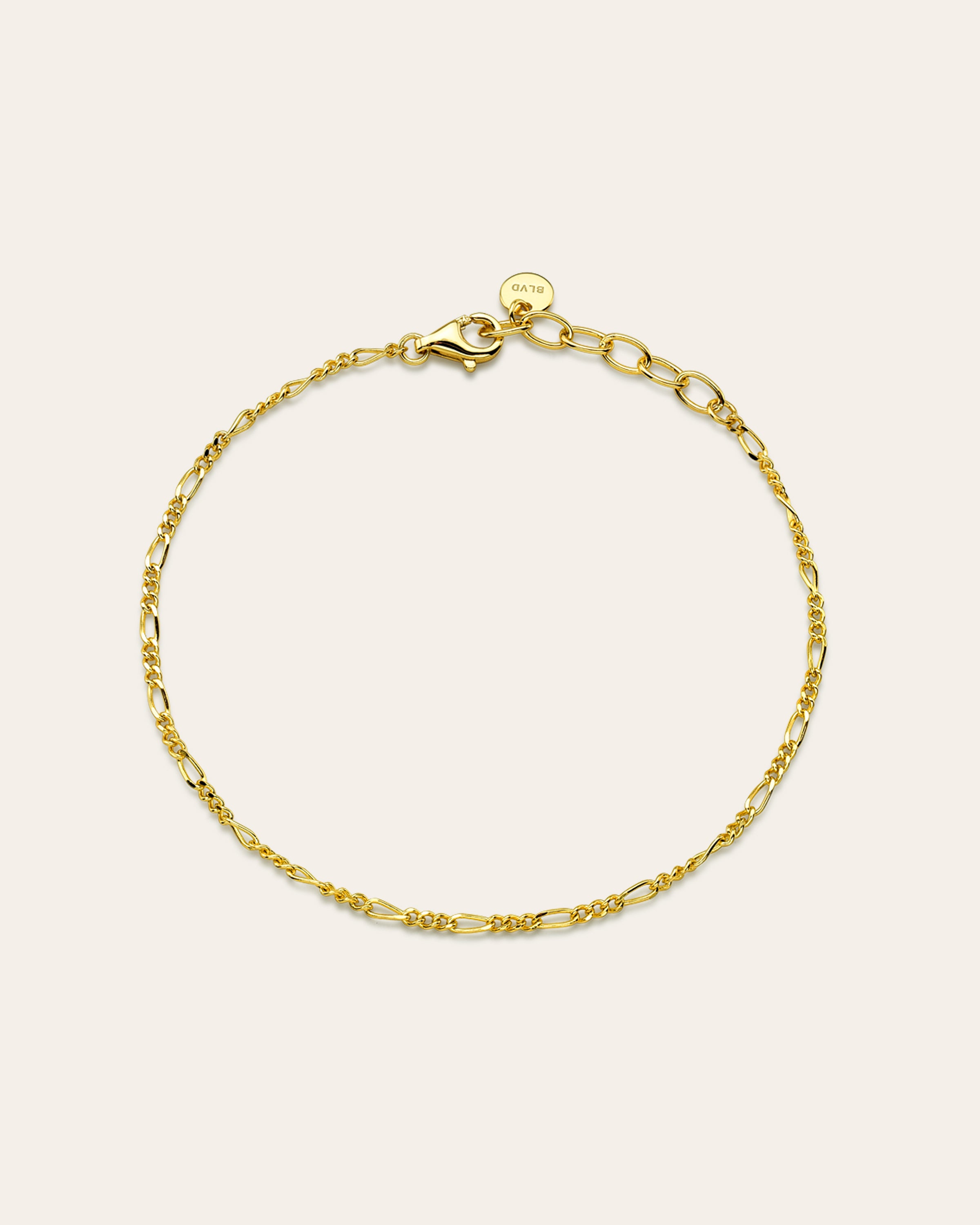 Mini Figaro Chain Bracelet Vermeil Zoe Lev Jewelry