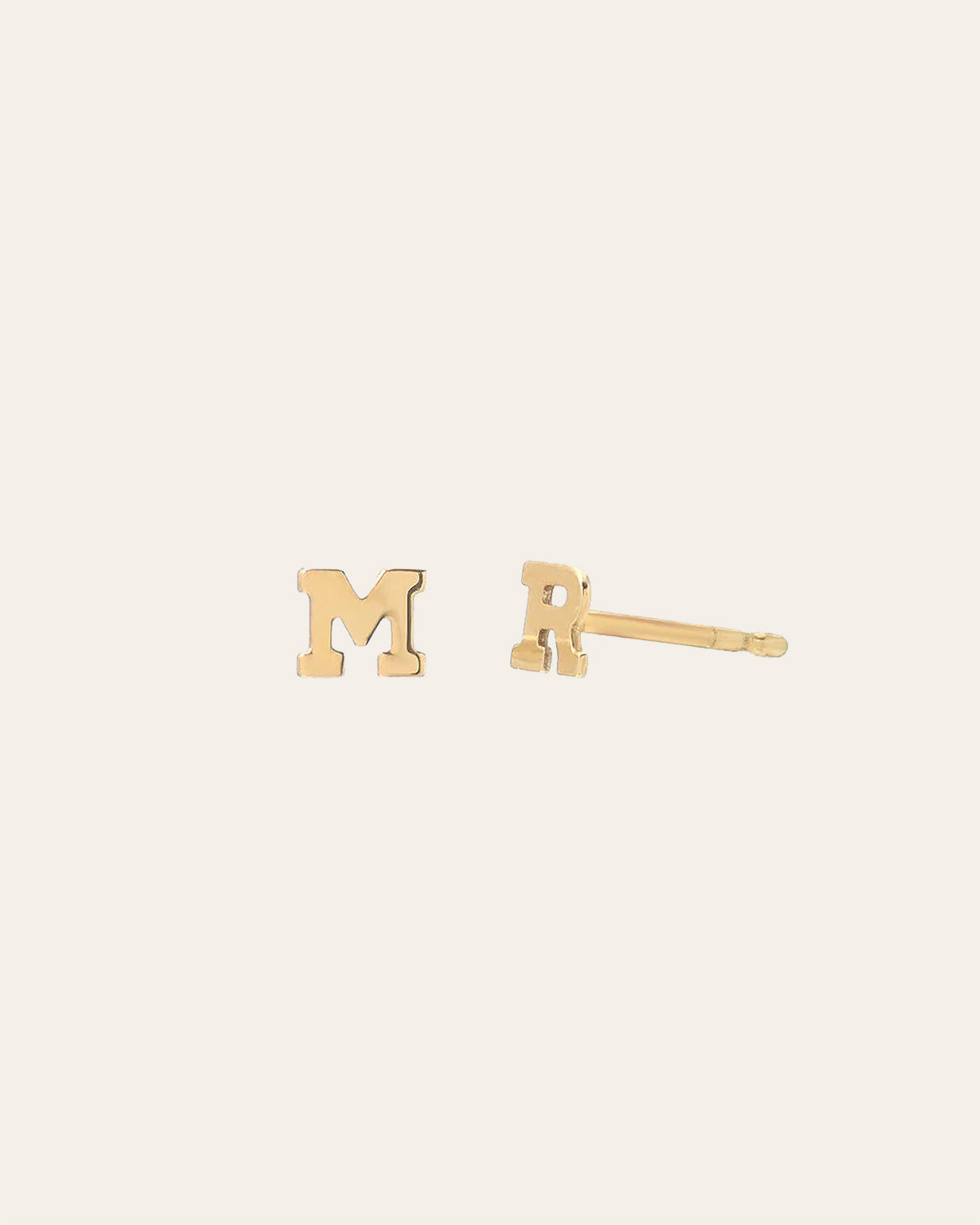 Mini 14k Yellow Gold Initial Stud Earring SAMPLE SALE Zoe Lev Jewelry