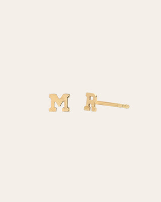 Mini 14k Gold Initial Stud Earrings