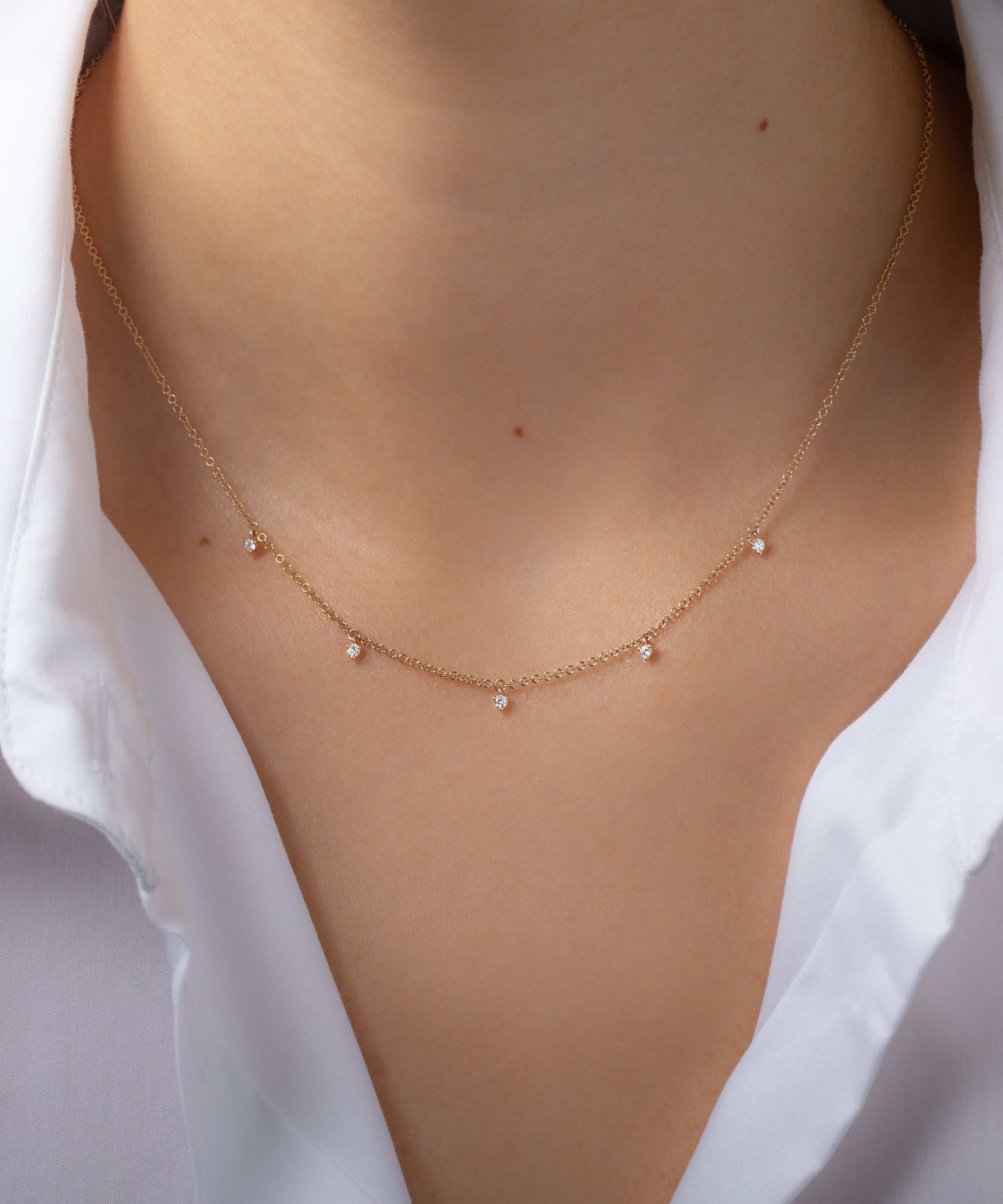 14K Yellow Gold Mini 3 Prong Shaker Necklace SAMPLE SALE Zoe Lev Jewelry