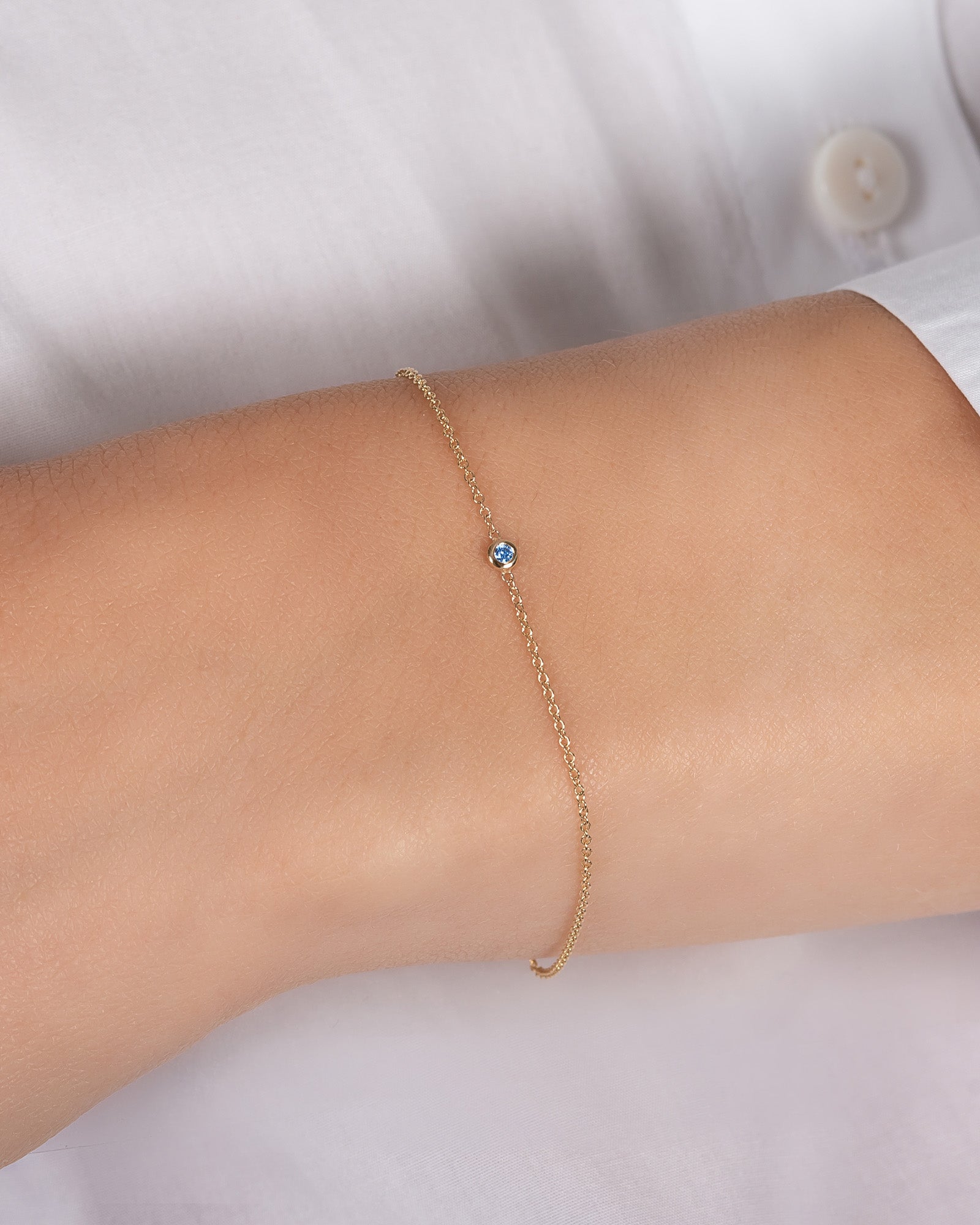 Mini Birthstone Bezel Bracelet Personalized Zoe Lev Jewelry