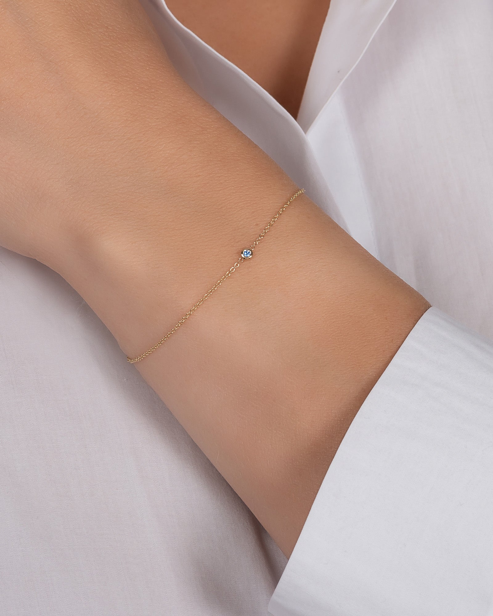 Mini Birthstone Bezel Bracelet Personalized Zoe Lev Jewelry