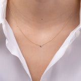14k Gold Mini Bezel Birthstone Necklace Personalized Zoe Lev Jewelry