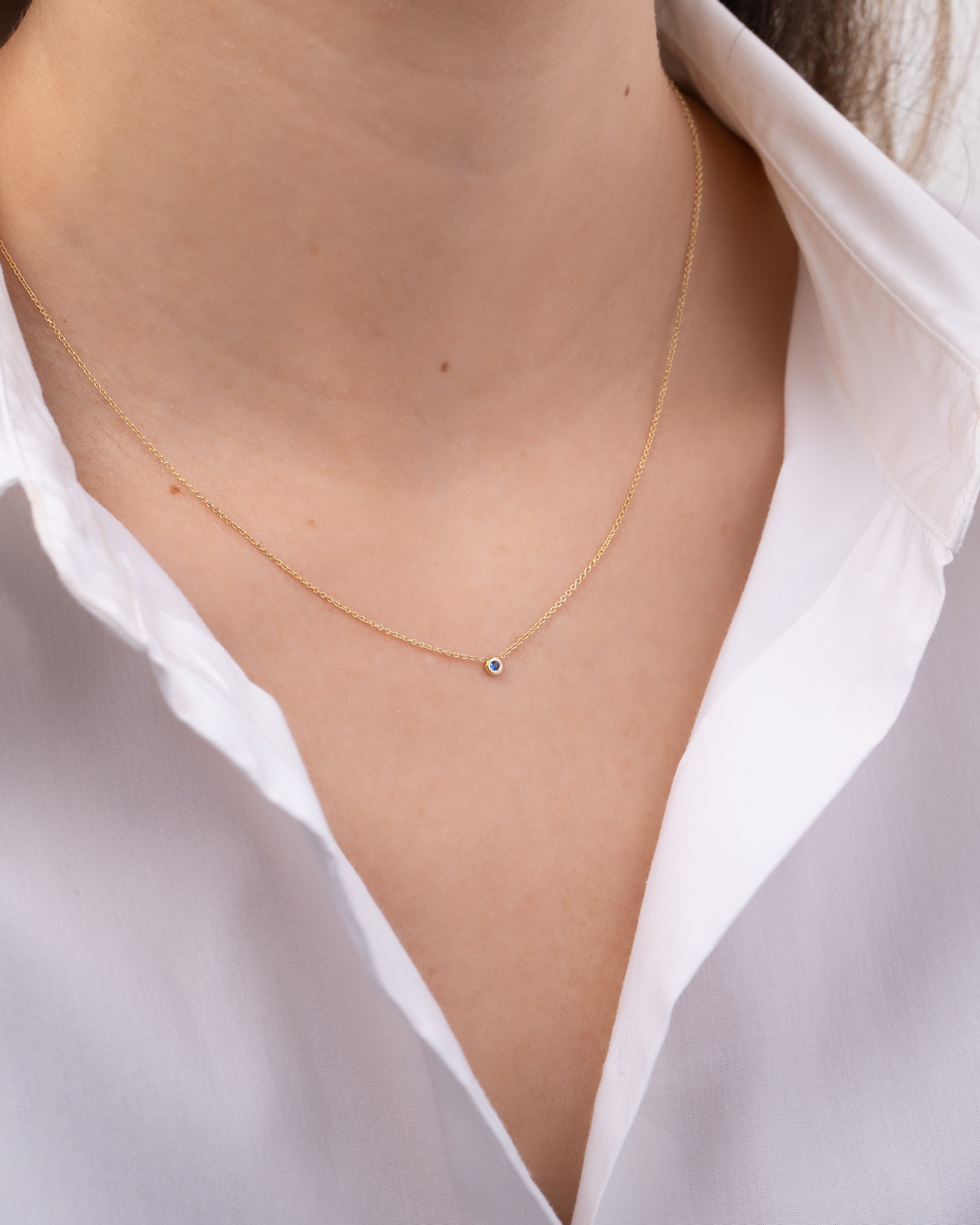 14k Gold Mini Bezel Birthstone Necklace Personalized Zoe Lev Jewelry