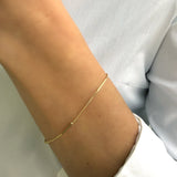 14k Mini Cuban Bar Station Bracelet Chains Zoe Lev Jewelry
