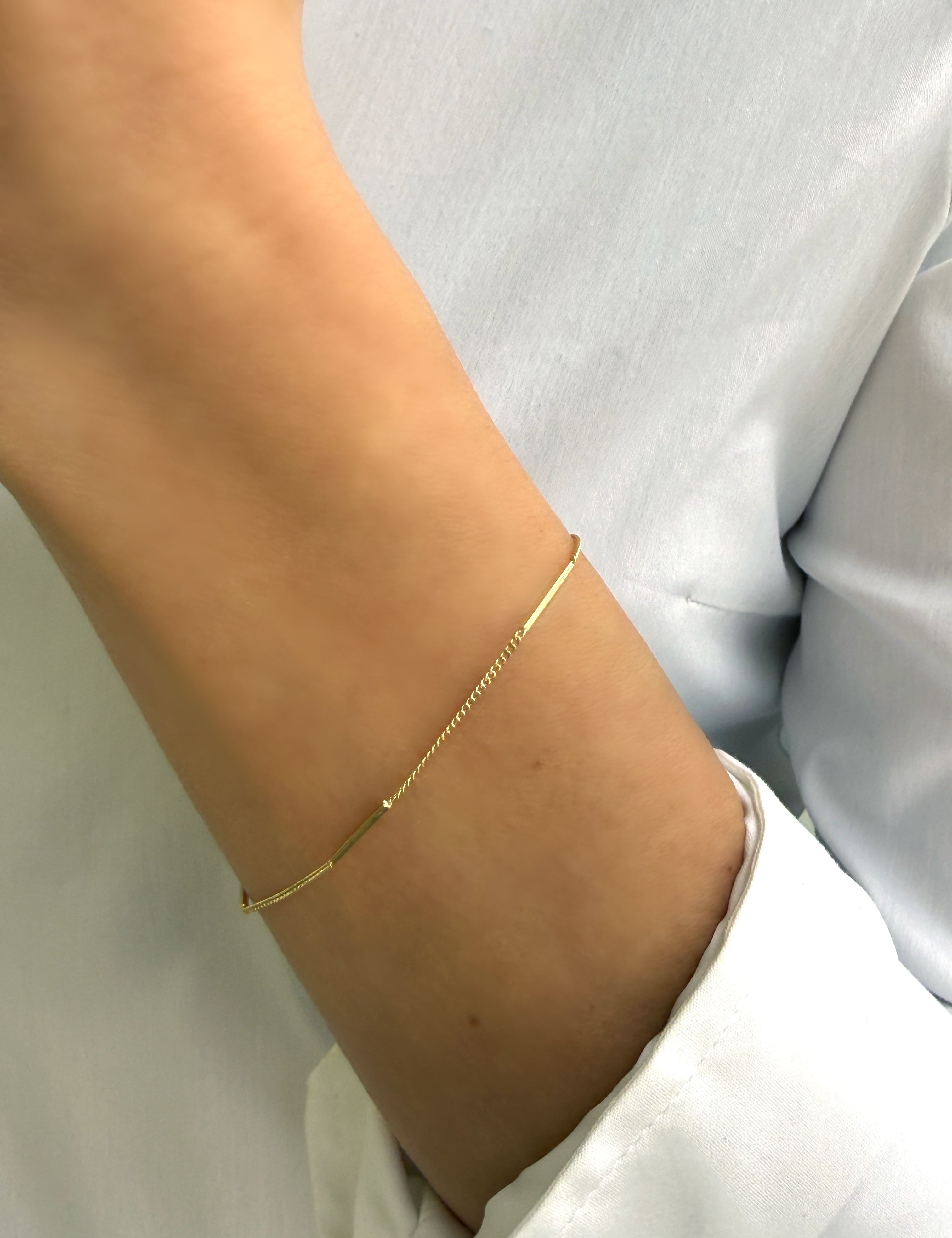 14k Mini Cuban Bar Station Bracelet Chains Zoe Lev Jewelry