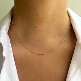 14k Mini Cuban Bar Station Necklace Chains Zoe Lev Jewelry