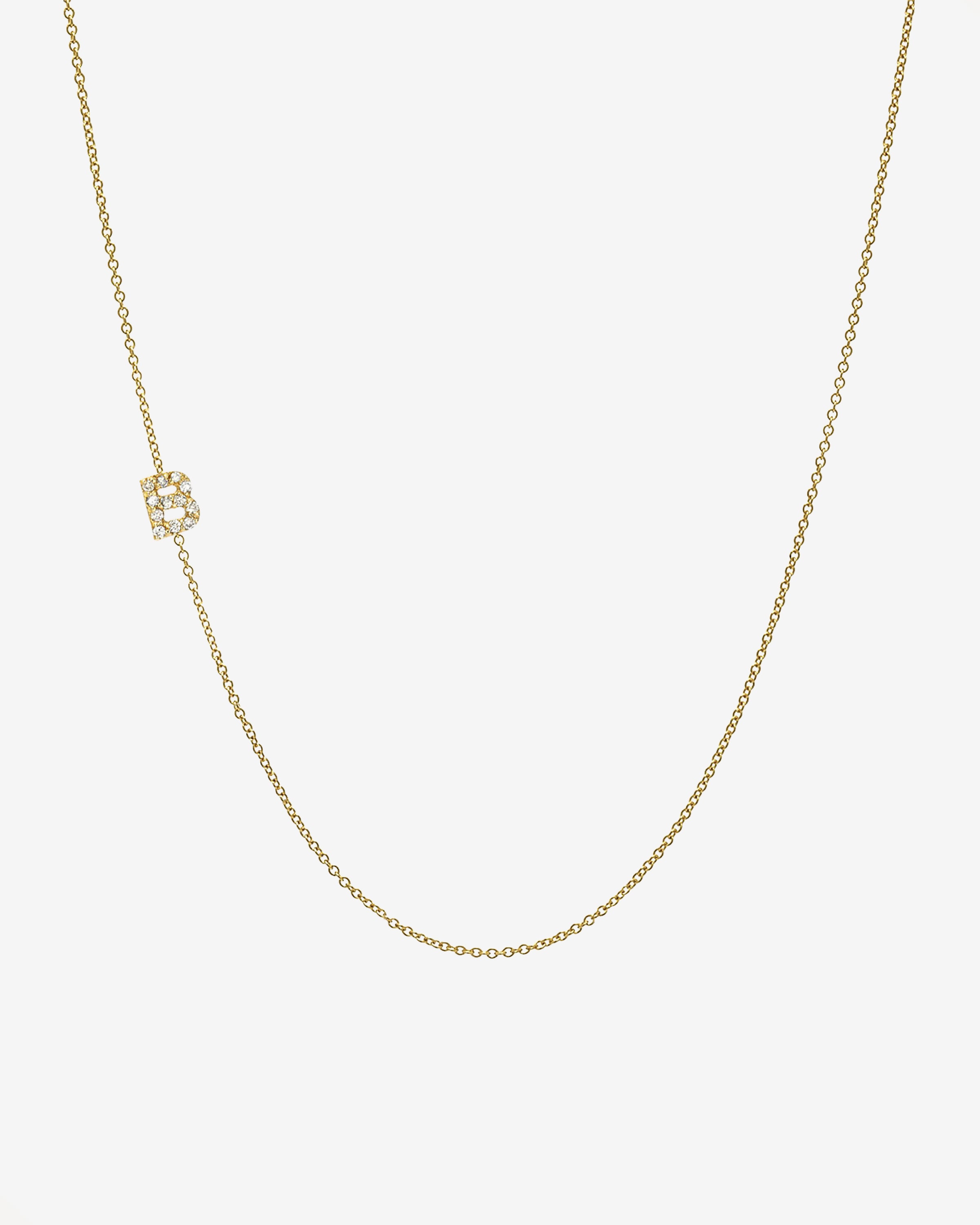 Mini Diamond Asymmetrical Initial Necklace Personalized Zoe Lev Jewelry