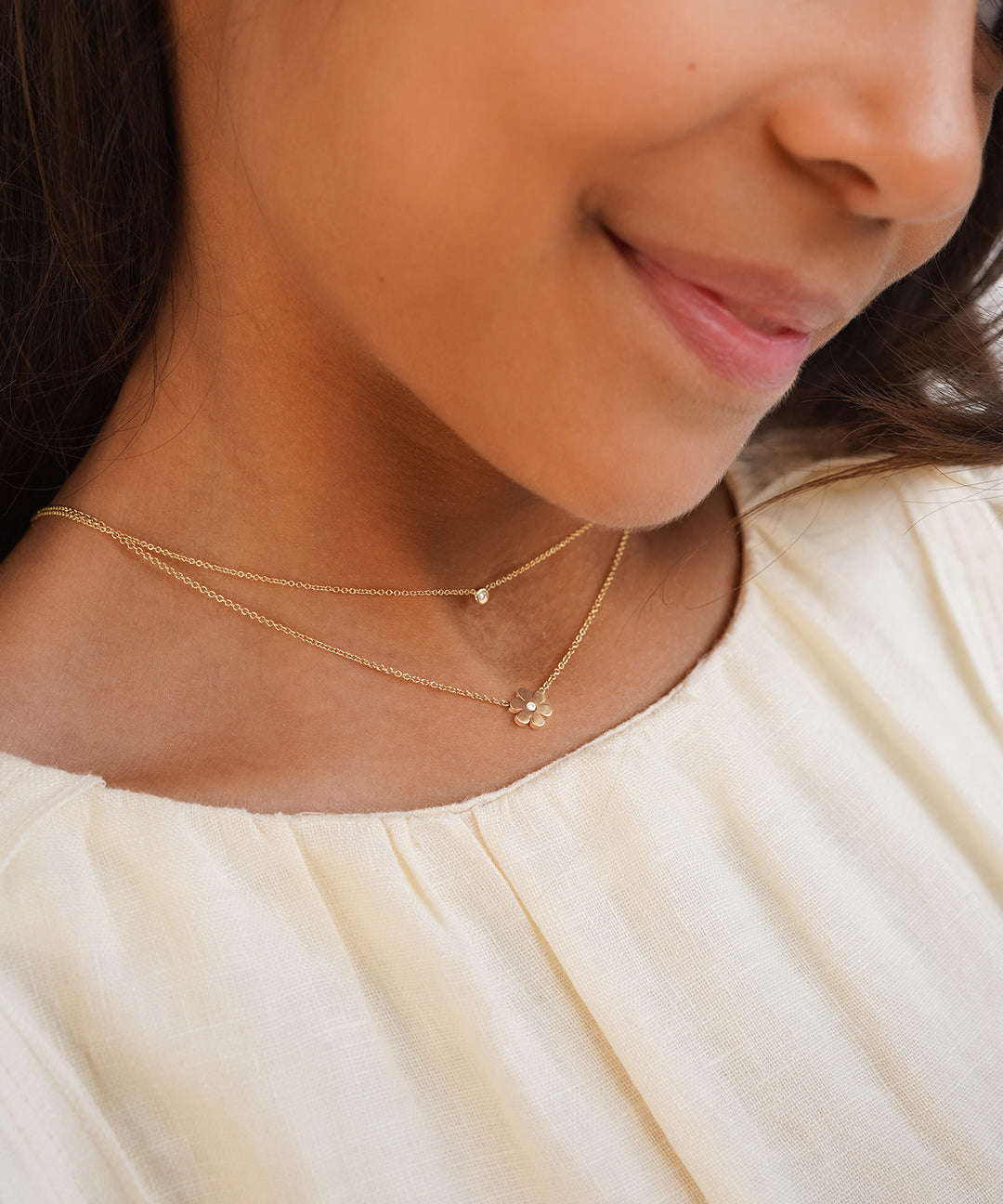 Kids Mini Bezel Diamond Necklace Kids Zoe Lev Jewelry