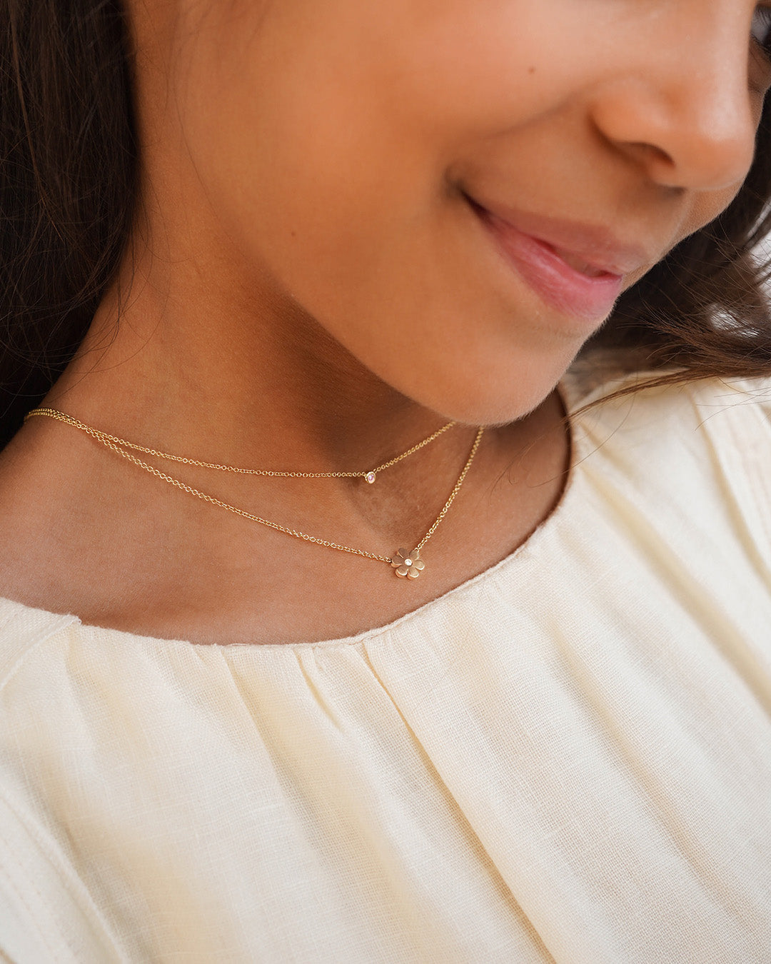 Kids Mini Bezel Birthstone Necklace Kids Zoe Lev Jewelry