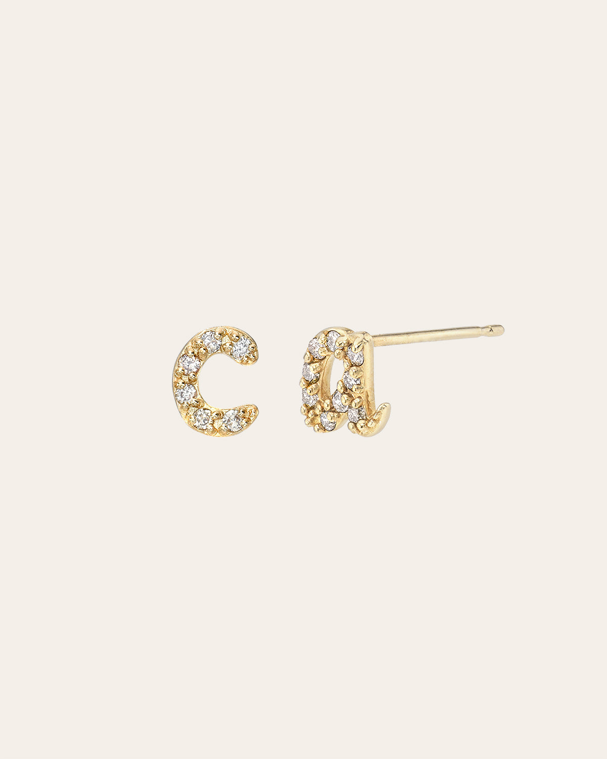 Mini Diamond Script Initial Stud Earrings