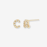 Mini Diamond Script Initial Stud Earrings Personalized Zoe Lev Jewelry