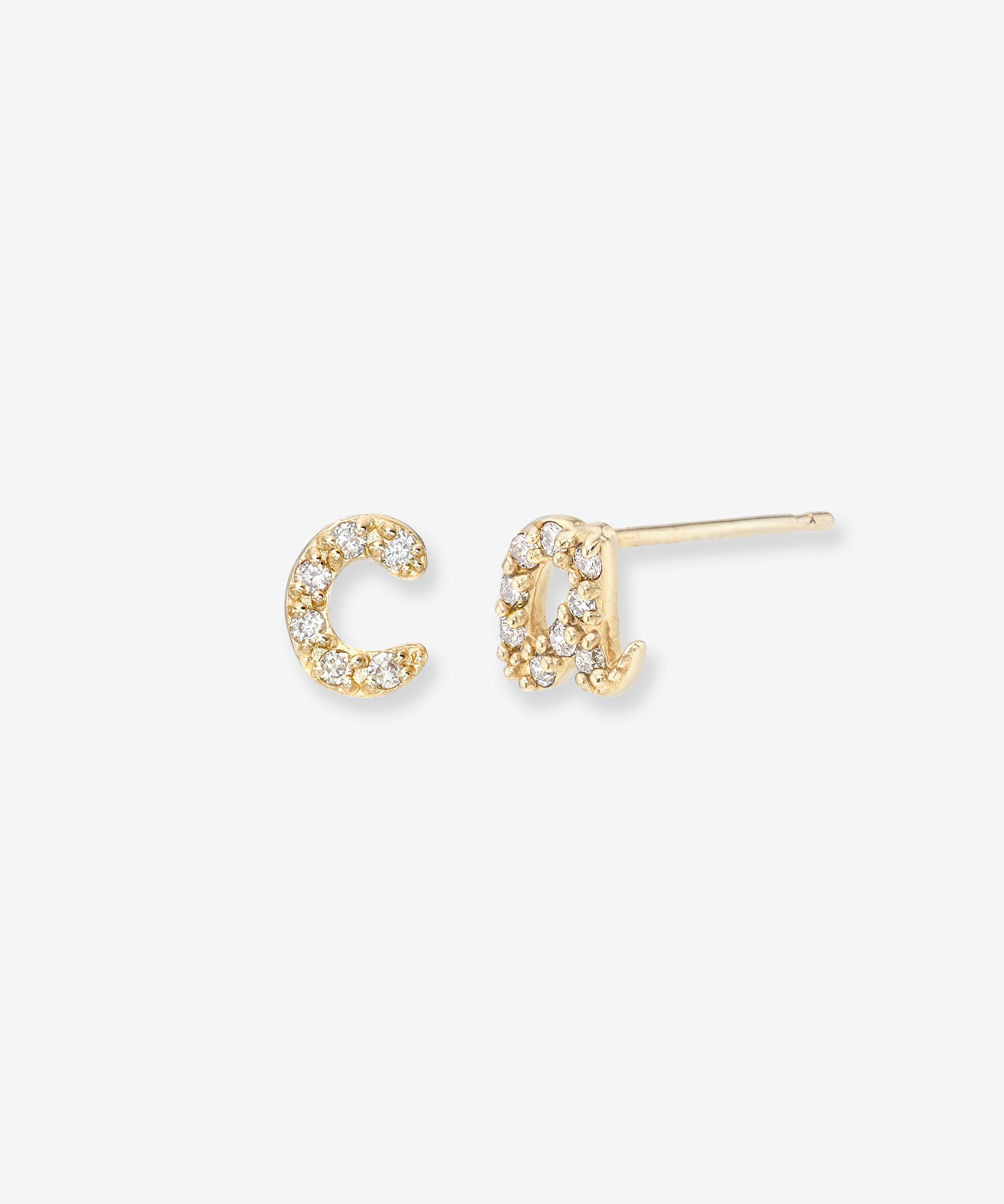 Mini Diamond Script Initial Stud Earrings Personalized Zoe Lev Jewelry