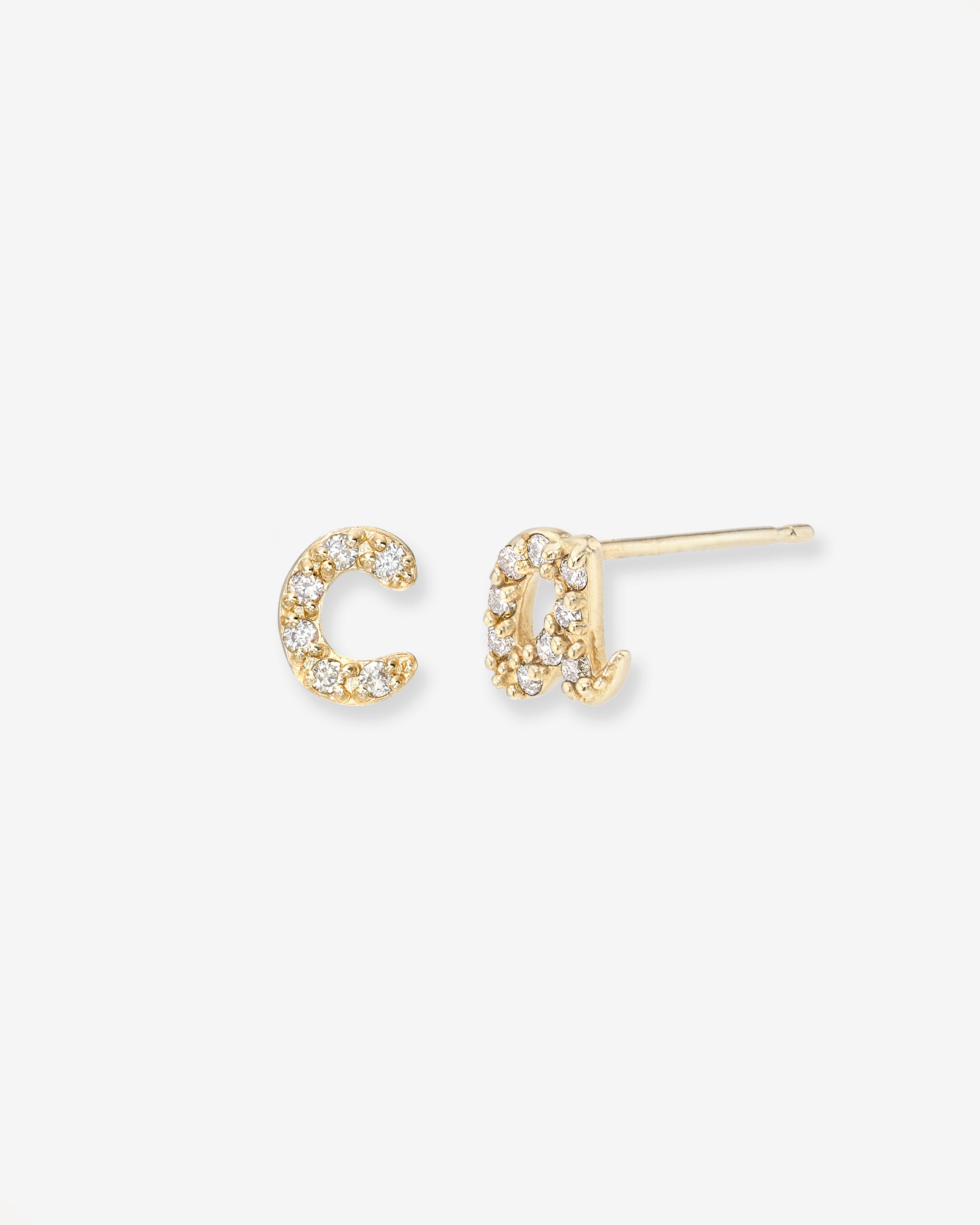 Mini Diamond Script Initial Stud Earrings Personalized Zoe Lev Jewelry