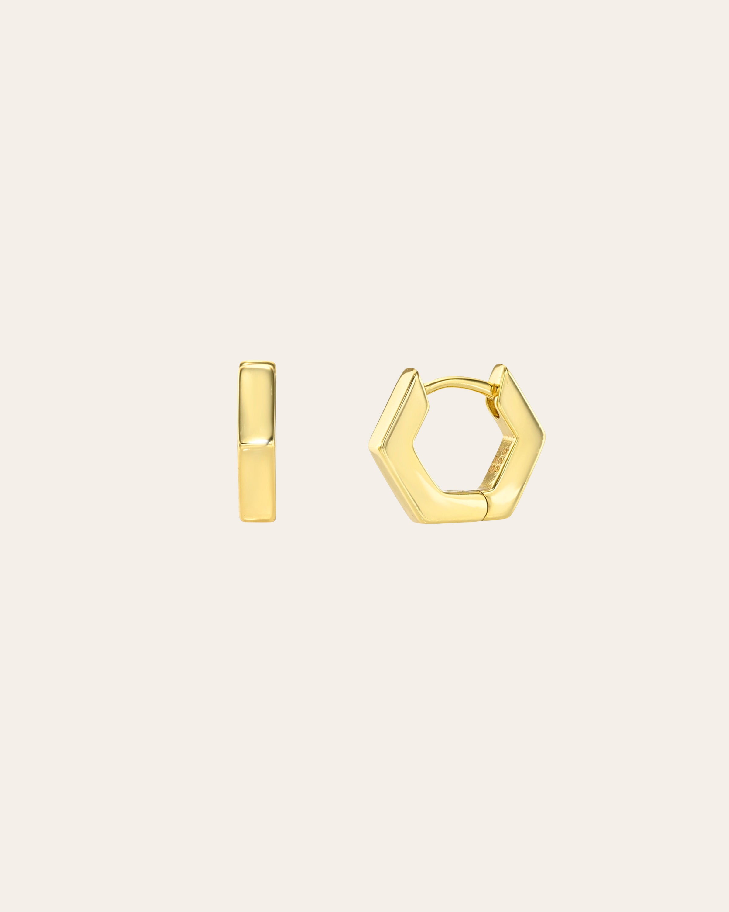 Mini Hexagon Huggies Vermeil Zoe Lev Jewelry Yellow Gold Vermeil