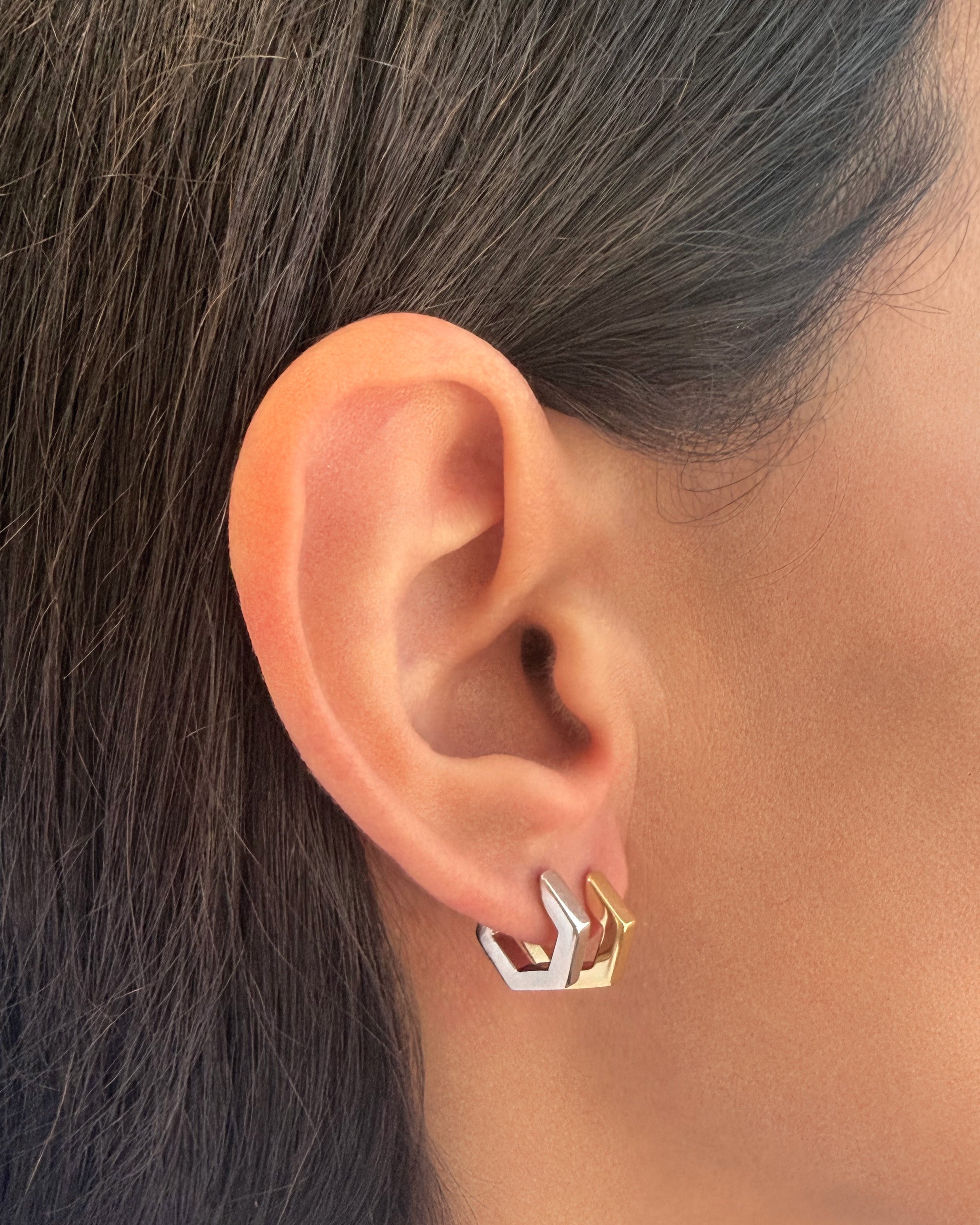 Mini Hexagon Huggies Vermeil Zoe Lev Jewelry