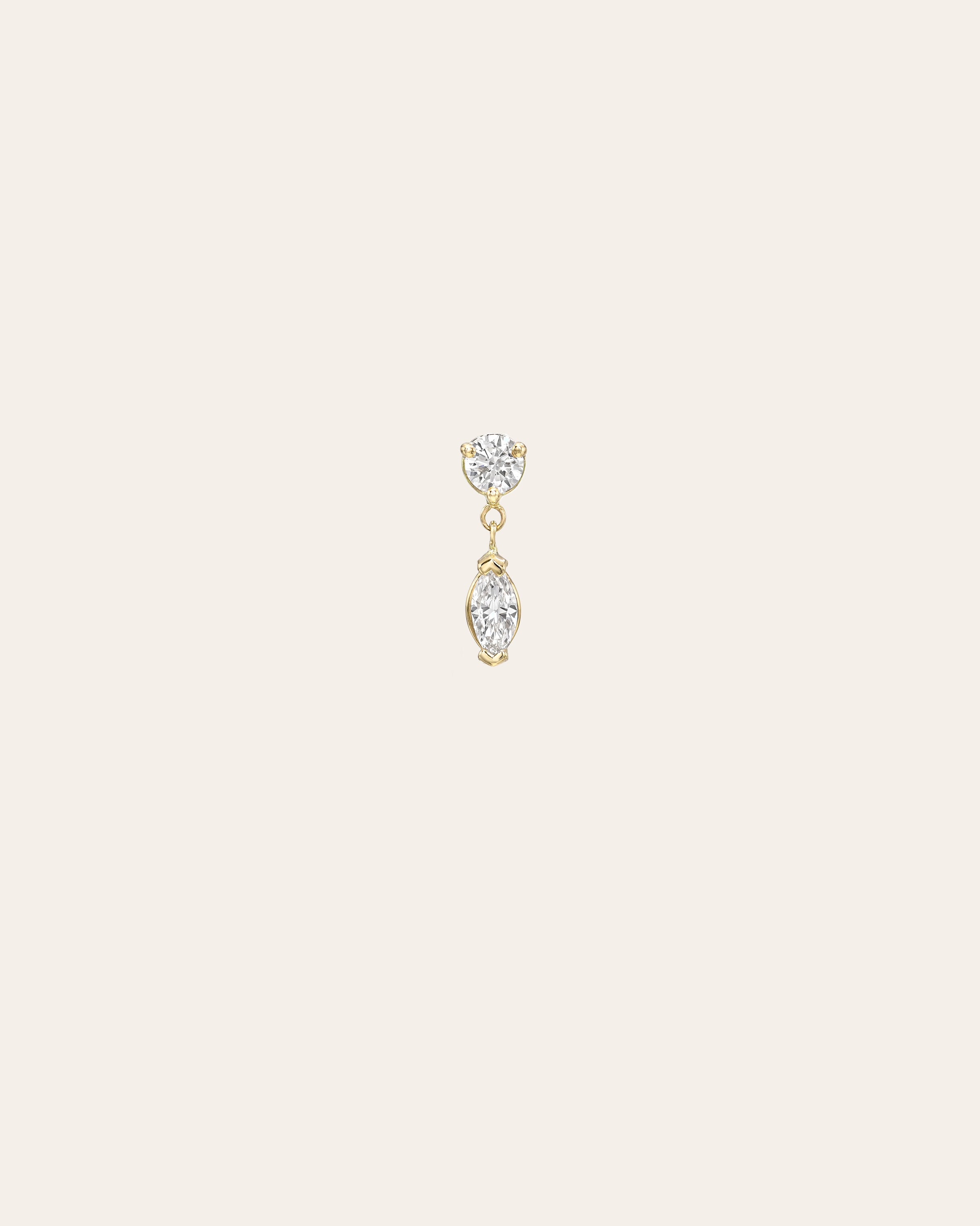 Mini Lab Diamond Marquise 3 Prong Drop Stud Earring Studs Zoe Lev Jewelry