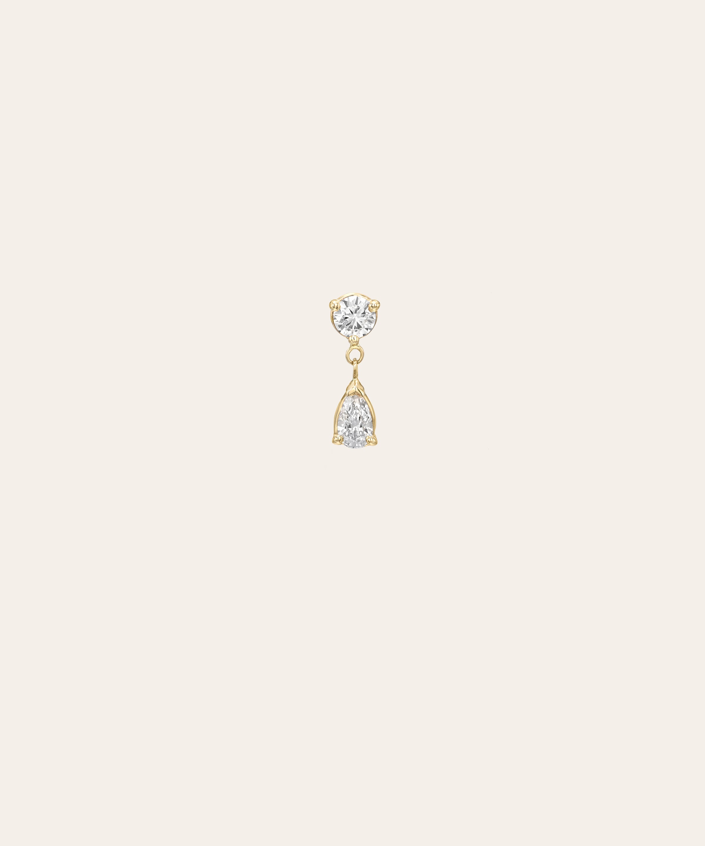 Mini Lab Diamond Pear 3 Prong Drop Stud Earring Studs Zoe Lev Jewelry