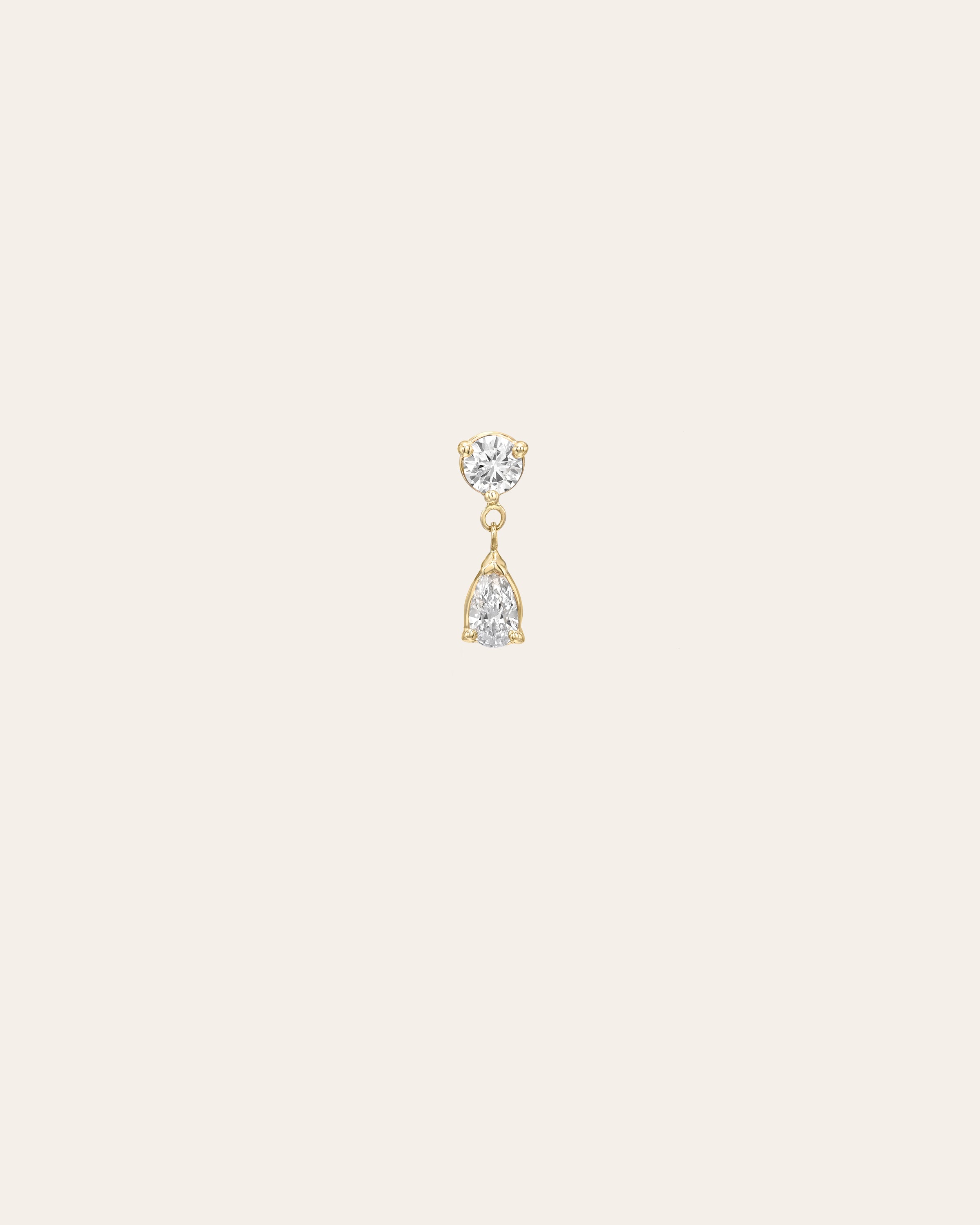 Mini Lab Diamond Pear 3 Prong Drop Stud Earring Studs Zoe Lev Jewelry