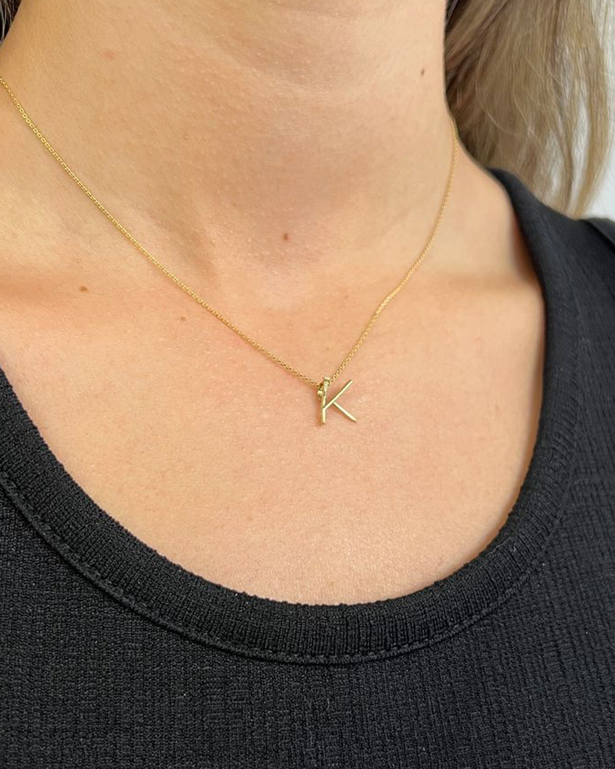 Small Nail Initial 'K' Pendant SAMPLE SALE Zoe Lev Jewelry